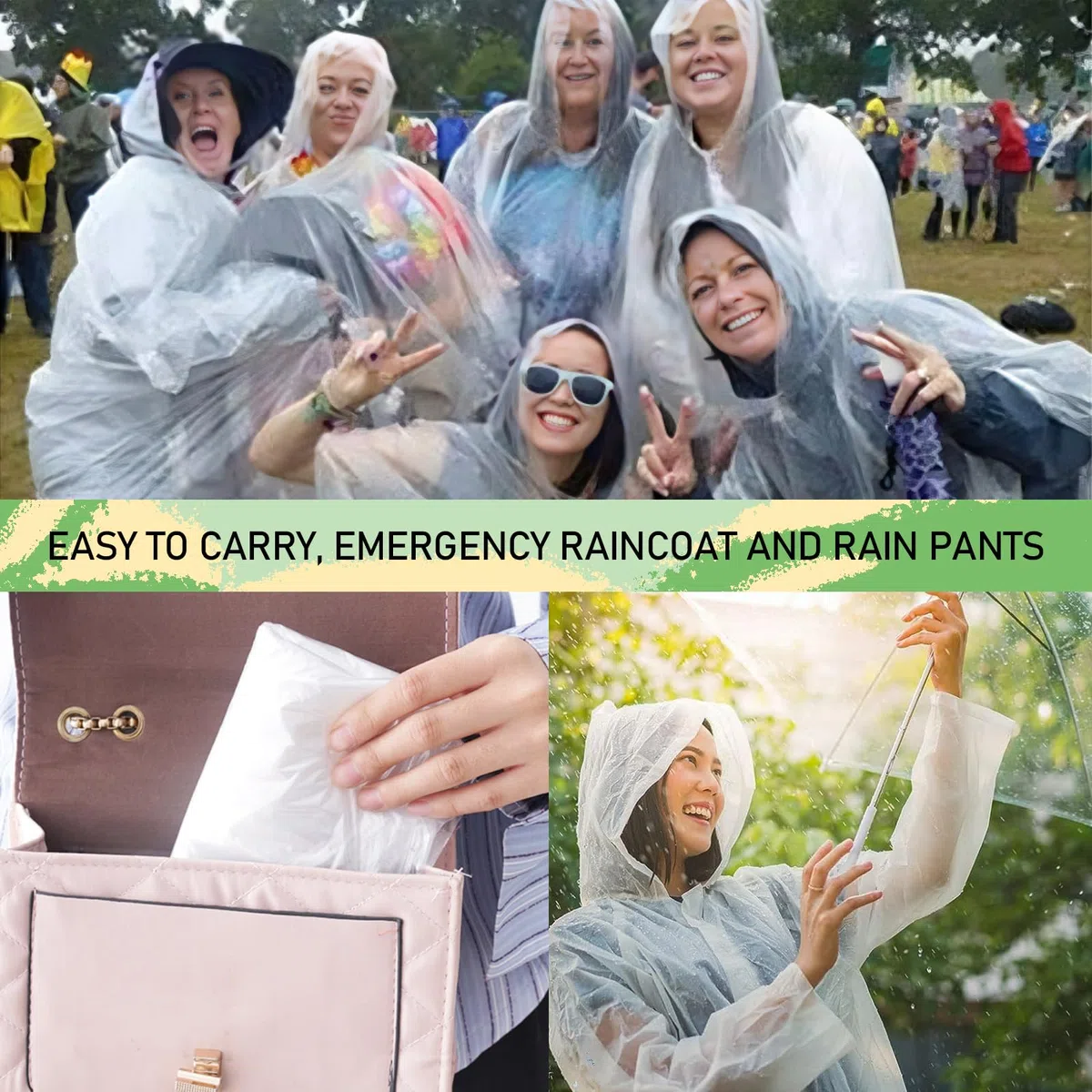 6 Piezas Chubasquero Transparente Desechables,Poncho Impermeable,Chubasqueros Impermeable con Capucha y Mangas,Plegable Poncho Emergencia Impermeable,para Viajes, Picnic, Deportes