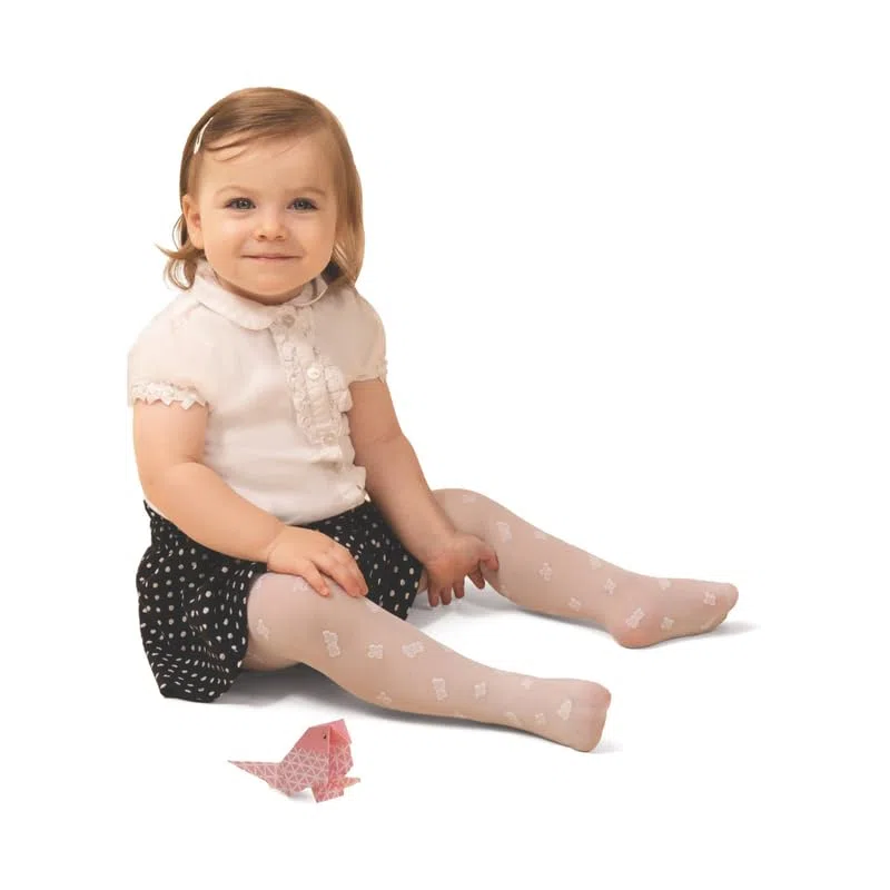AQUILONE Medias Bella para Recién Nacido, Leotardos Transparentes con Bordado de Corazón para Fiesta – Made in Italy