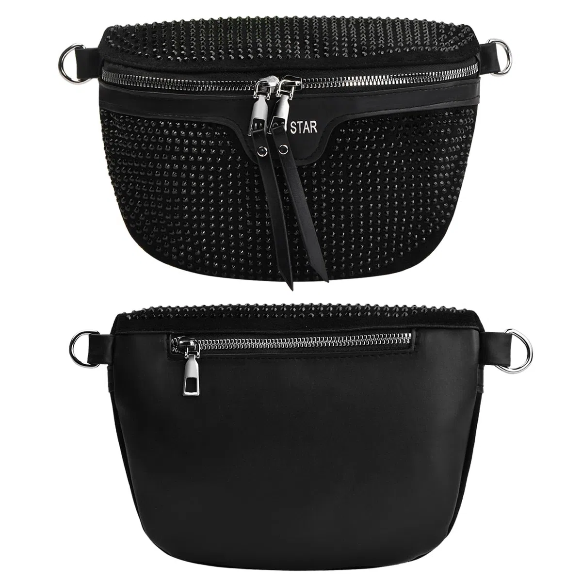 Riñoneras Mujer, Bolso Bandolera Mujer Negro, Riñonera Mujer Piel, Bolsa de Cinturón Moda, Bolso Bandolera Bolso de la Cintura, Bolso Mujer Bandolera para Viaje Trabajo Fiesta