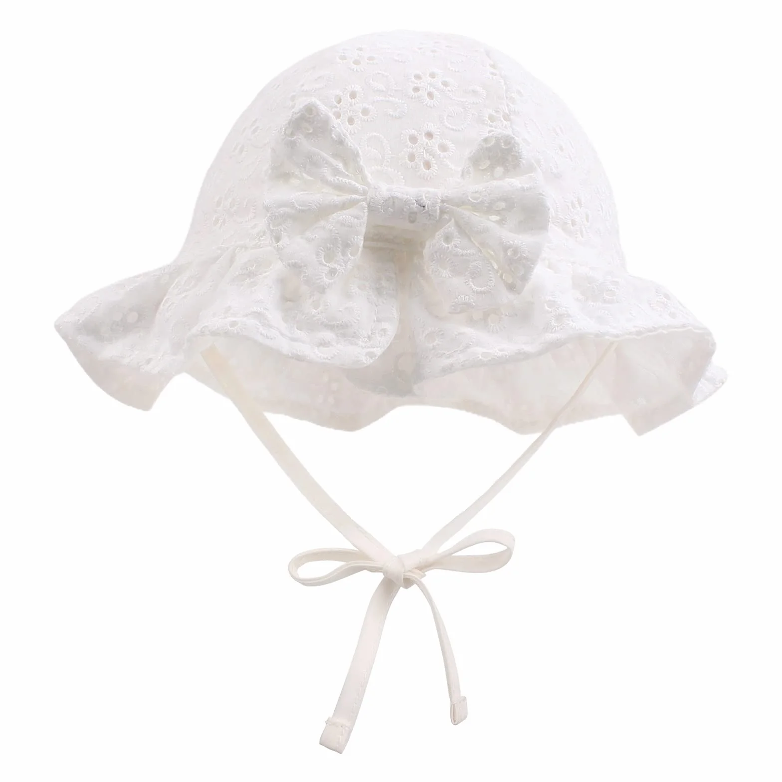 XIAOHAWANG - Gorro de Encaje para bebé o niña, algodón, Gorro de Sol, diseño de Nudo