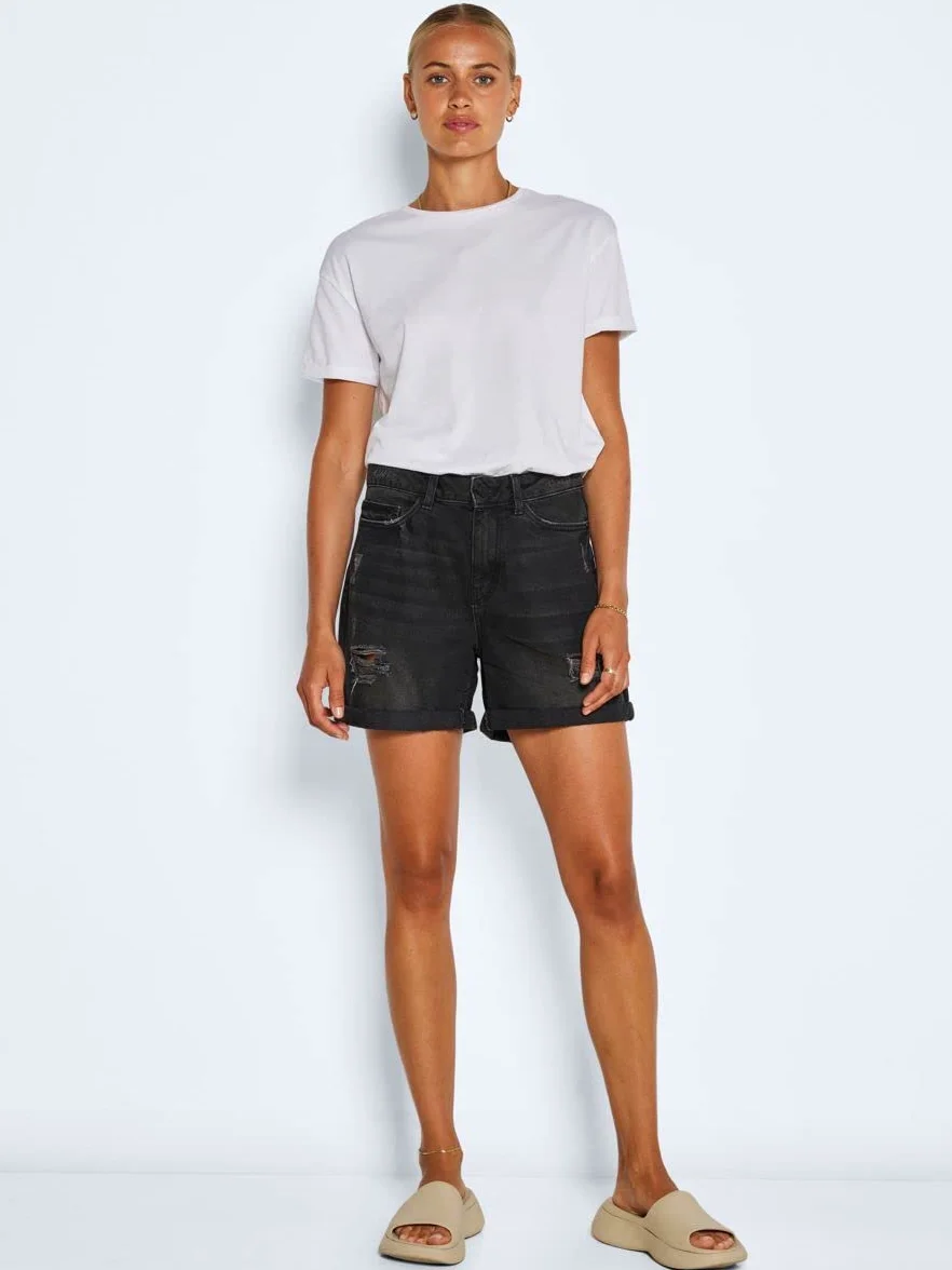 NOISY MAY Smiley Destroy Mujer Pantalones Cortos Negro