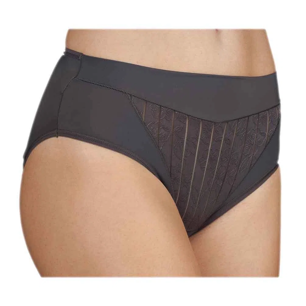 Selene, Braga de Mujer Cintura Alta Ligeramente Contenedora, Braguita Efecto Moldeador con Motivo Floral a Rayas, Colección Mariluz