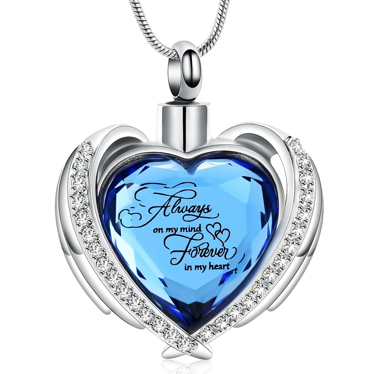 Collar de corazón de cristal para cenizas, collar de urna de recuerdo para urna para joyería conmemorativa