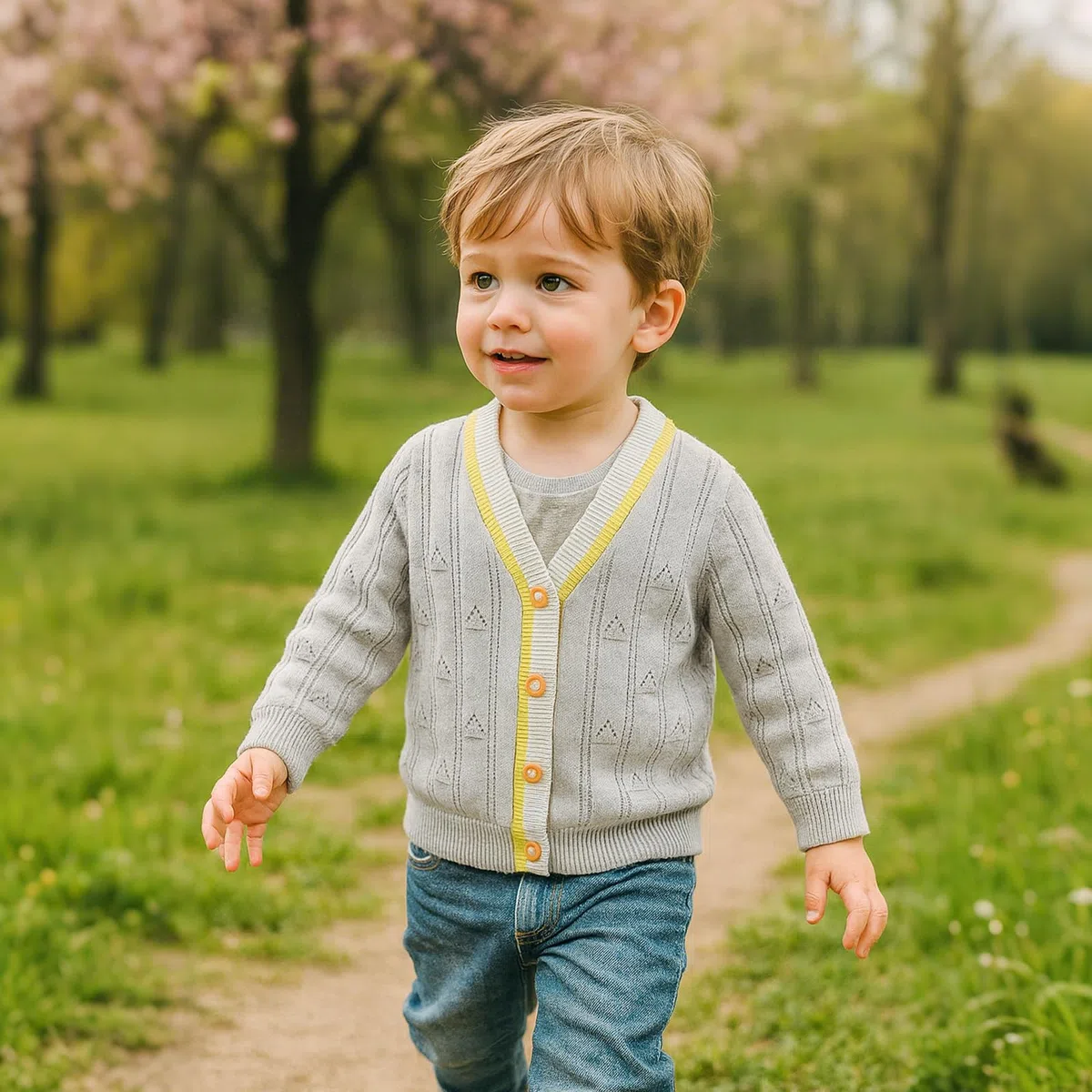 Suéter Tipo cárdigan de algodón de Manga Larga con Cuello en V para niños pequeños, Chaqueta de Punto con Botones, Ropa Exterior para otoño e Invierno