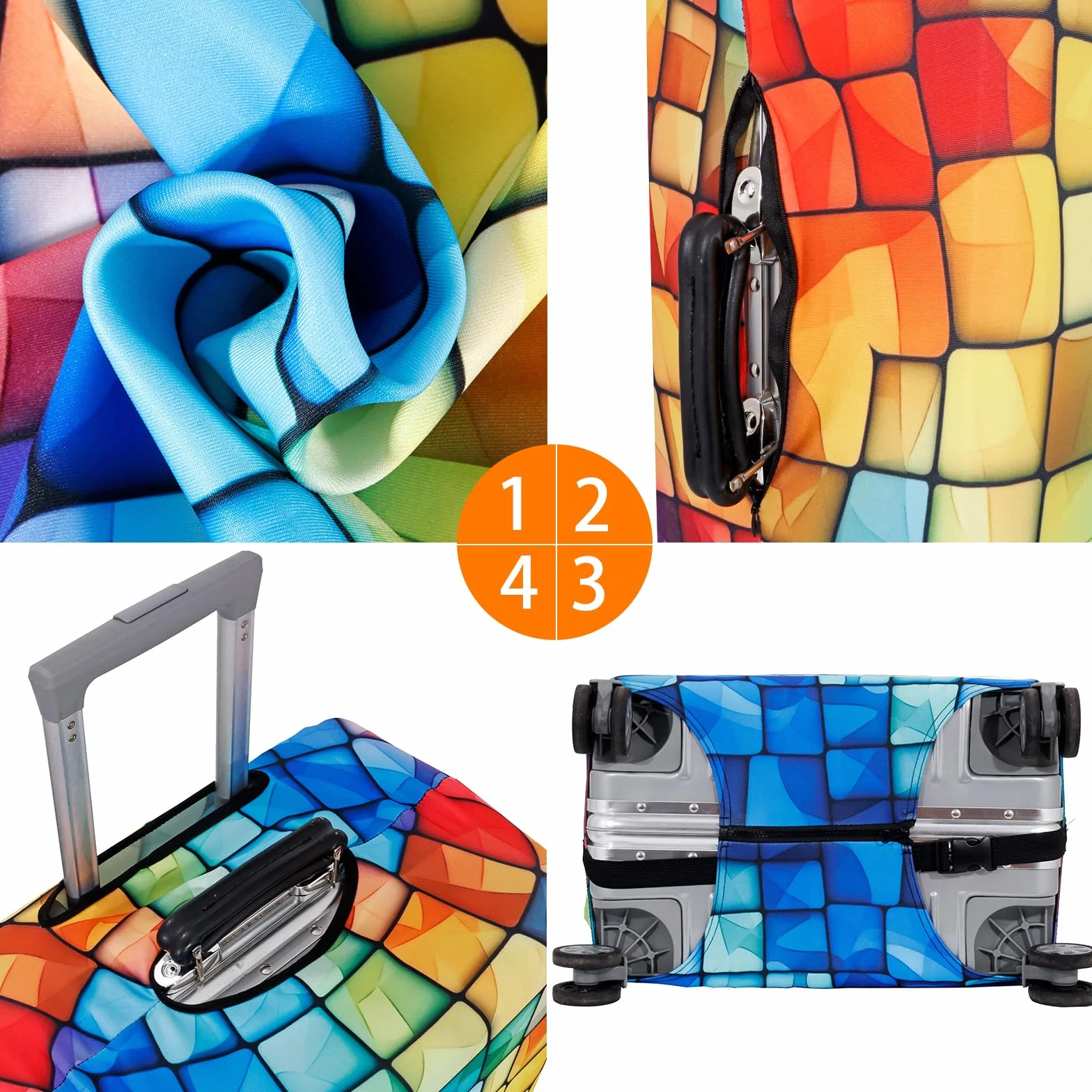 Funda para Maleta Cubierta de Equipaje Elástica más Aplicar a Maleta de 18 ''-32 '', Suitcase Cover Luggage Cover Cubierta Protectora de Maleta (Block, L)