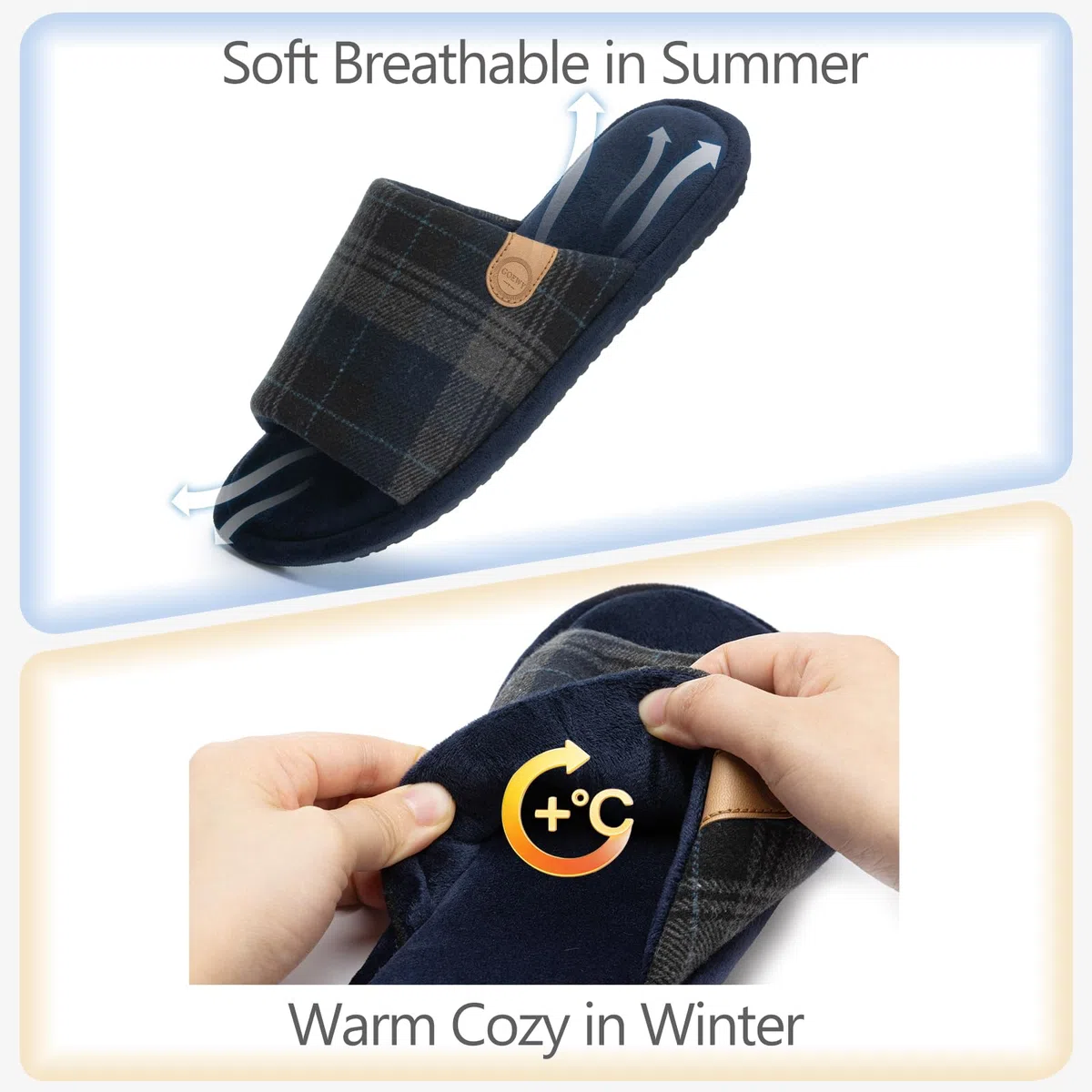 GOEWY zapatillas para hombre con espuma de memoria – dedos abiertos, respiratorio y antideslizante – Ideal para interiores y exteriores