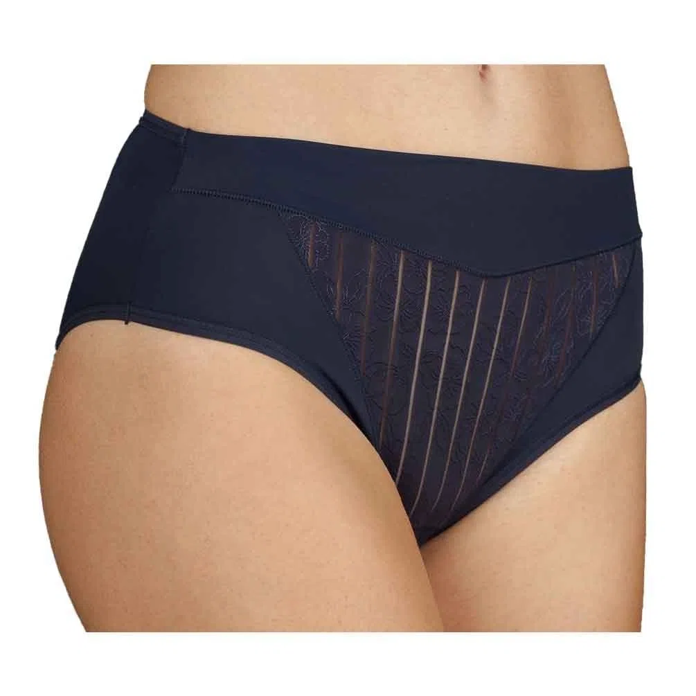 Selene, Braga de Mujer Cintura Alta Ligeramente Contenedora, Braguita Efecto Moldeador con Motivo Floral a Rayas, Colección Mariluz