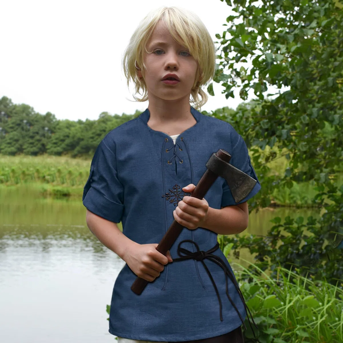 keland Camisa medieval para niños, camisa renacentista, camiseta medieval escocesa Jacobiner Top