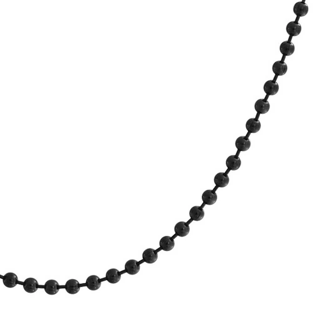 Bling Jewelry Collar de perlas de acero inoxidable 3mm chapado en negro para hombres adolescentes 18 mujeres 20 22 24 30 pulgadas