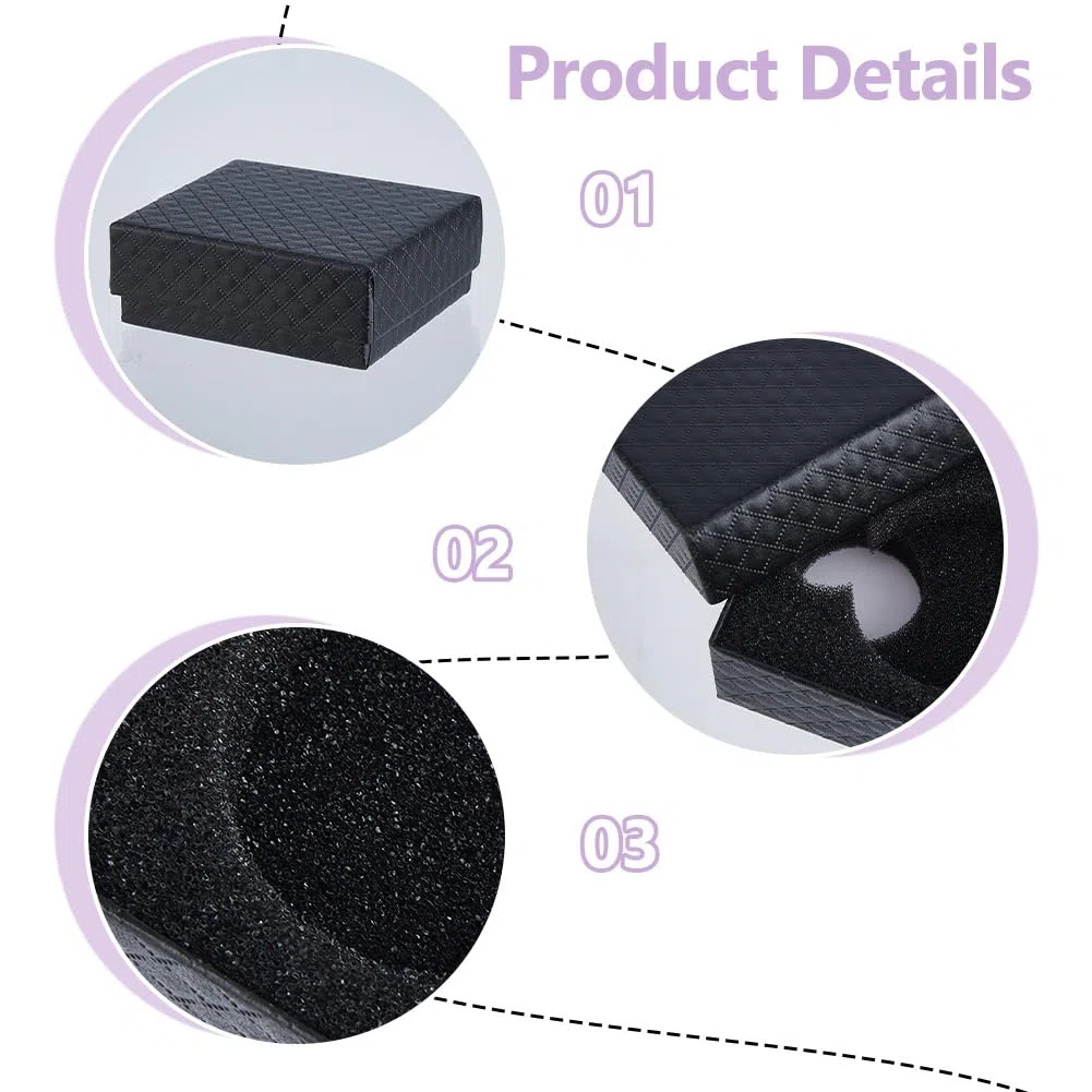 DICOSMETIC 12 cajas de regalo negras para relojes de bolsillo con textura de rombos, caja de embalaje de reloj de bolsillo individual con forro de esponja para hombres y mujeres, se adapta a relojes