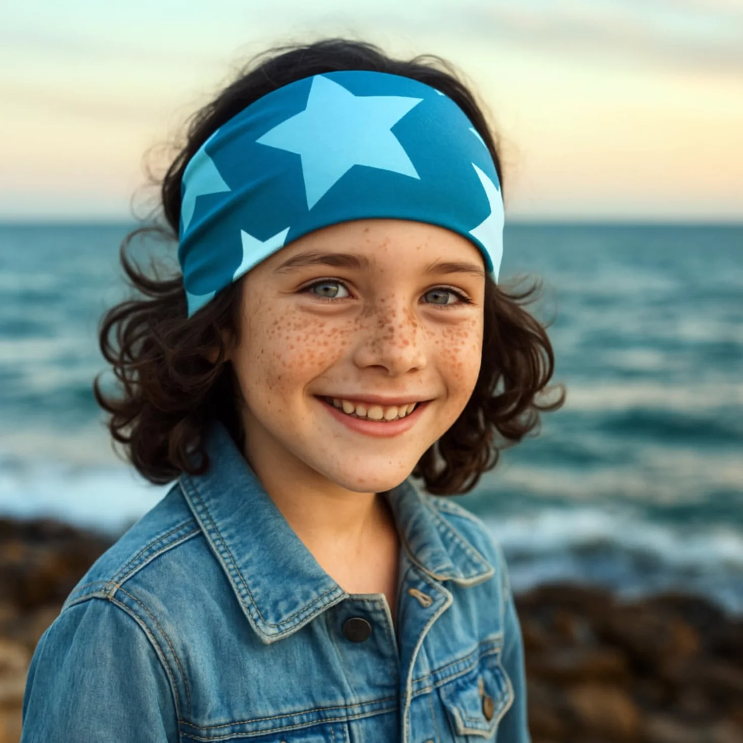 Wollhuhn - Cinta de pelo - para niño Azul Big Stars Petrol Talla única