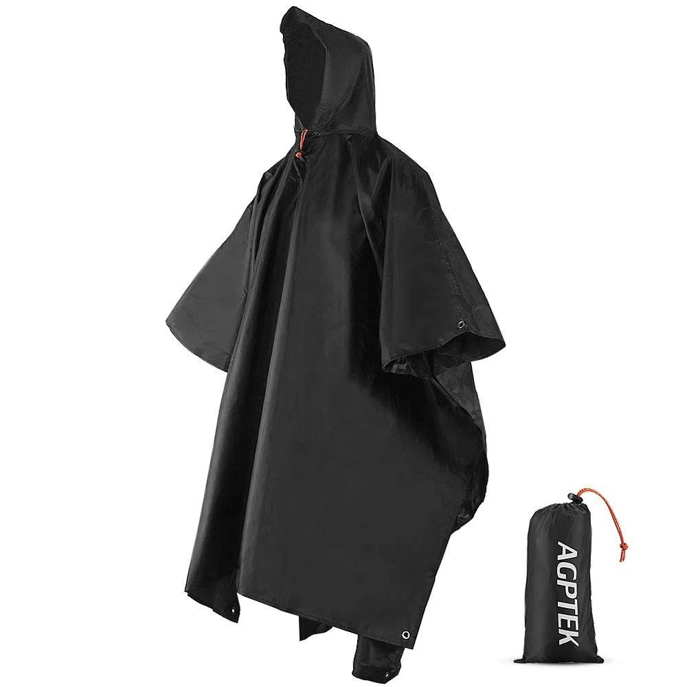 AGPTEK Poncho de Lluvia, Chubasquero Impermeable para Manta de Picnic, Toldo para Senderismo, Acampada y Pesca, Unisex