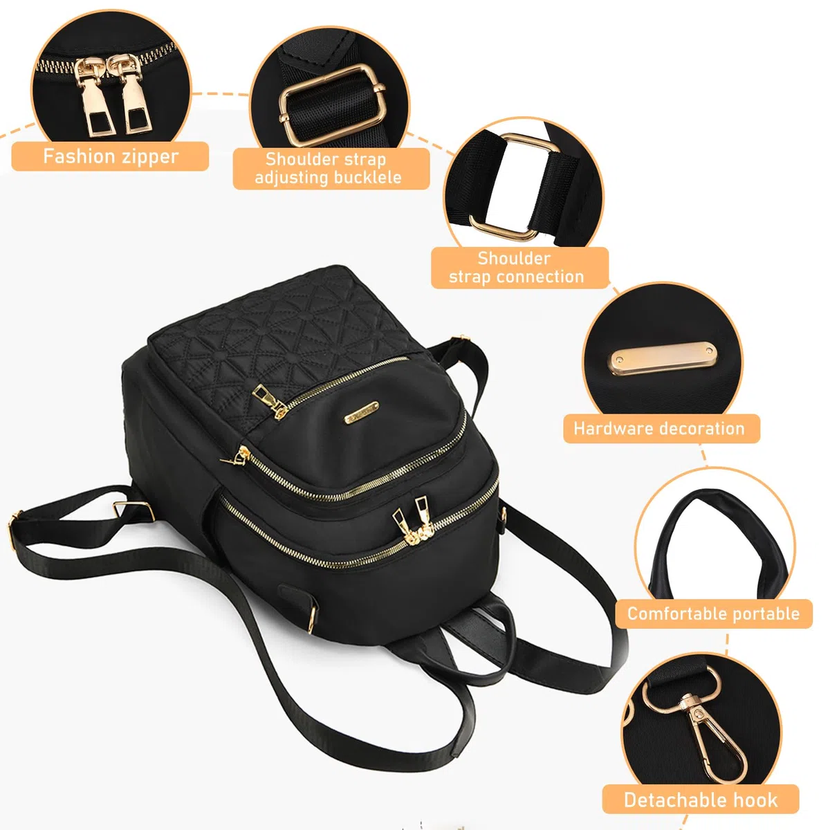 Mochila Antirrobo para Mujeres y Chicas, Bolso Mochila Multifuncional Casual, Bolsa de Viaje Casual, Bandolera Multifuncional, Adecuado para Viaje Escuela Compras y Trabajo, Negro