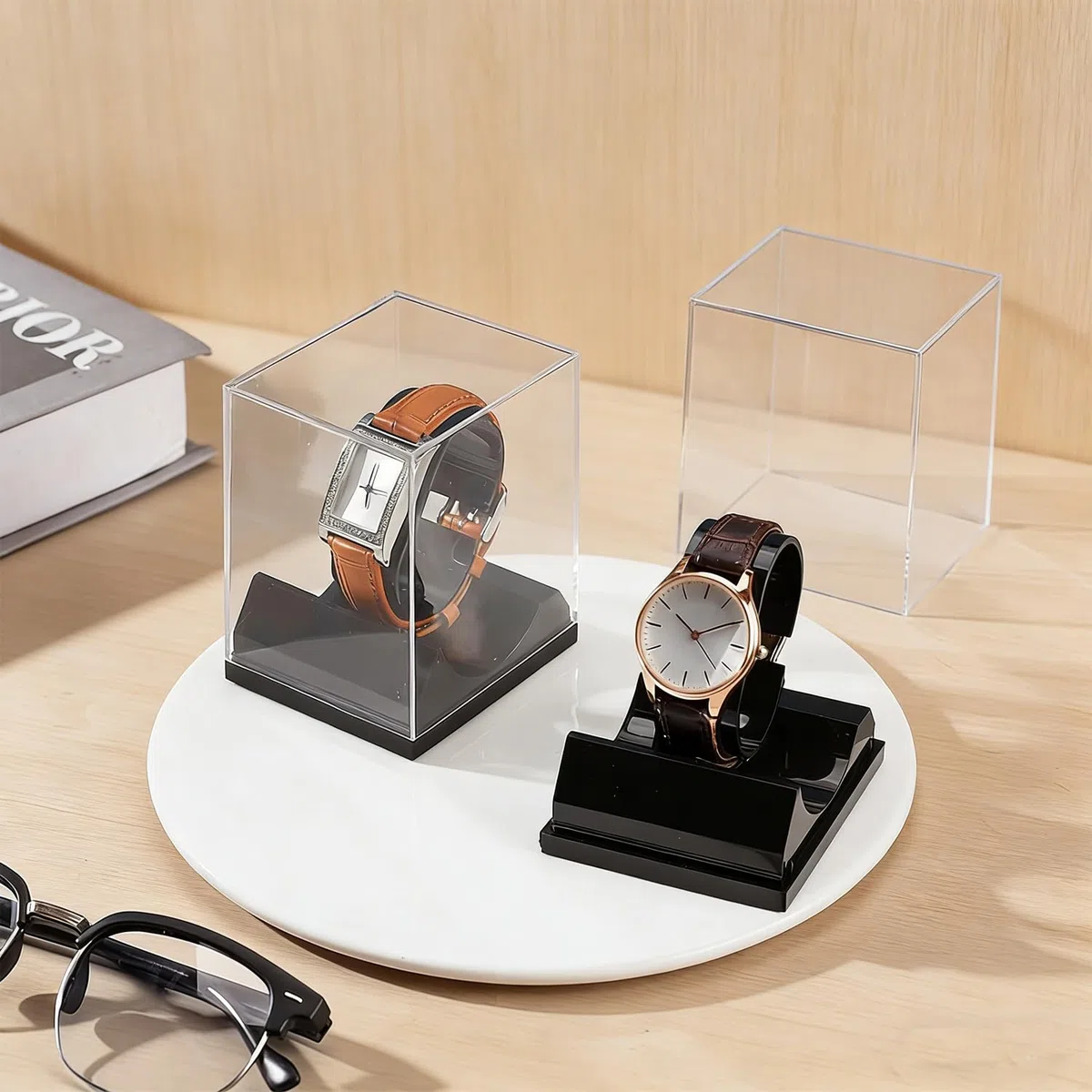 4 Soportes Para Relojes De Acrílico, Soporte Transparente Para Relojes, Soporte De Exposición, Soporte Para Pulsera, Soporte De Acrílico Para Relojes, Para Uso Comercial y Uso Privado (Negro)
