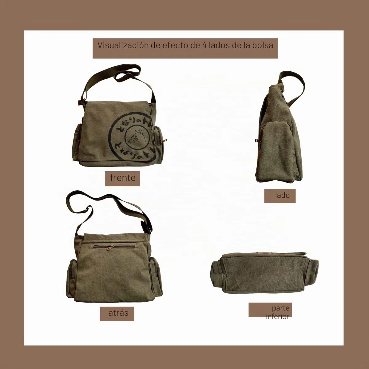 Bolso de lona coreano para hombre Bolso bandolera para hombre Gran capacidad Bolsa informática informal, verde militar, talla única