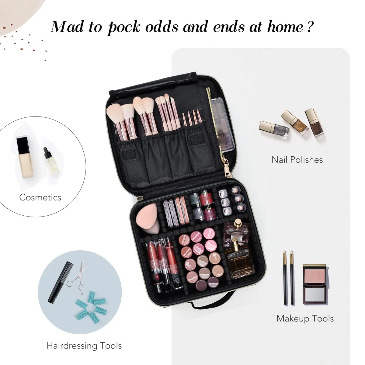 Maletín de Maquillaje Portátil con Separadores para Viaje