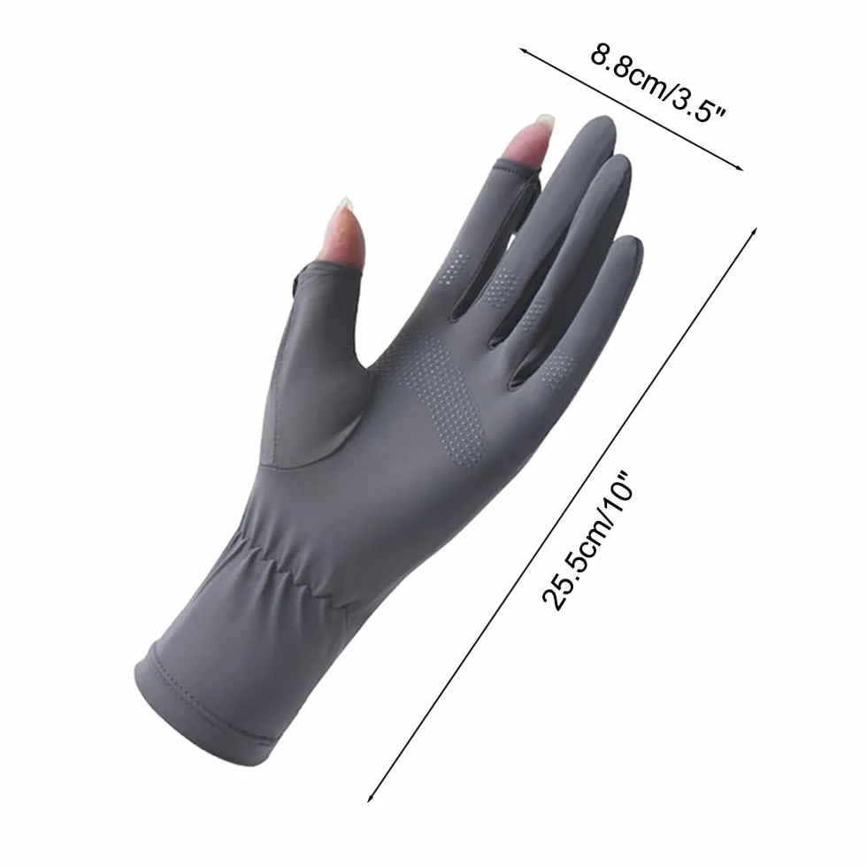 Mioyow - Guantes de protección UV para mujer, guantes de conducción finos, de seda helada, transpirable, guantes antideslizantes, pantalla táctil para conducción, ciclismo, senderismo, pesca