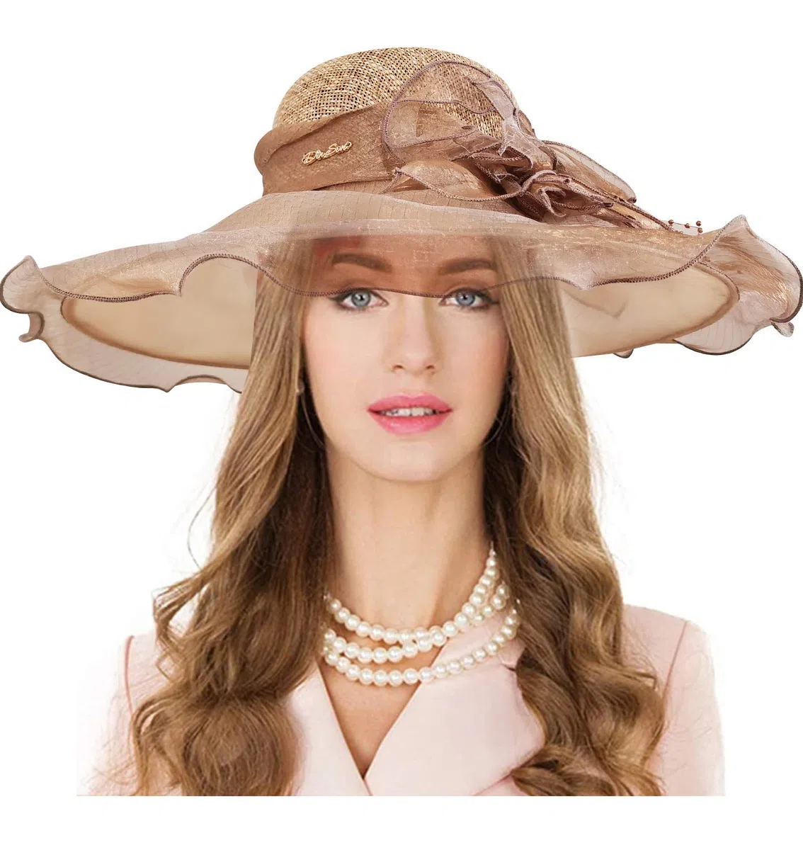 Carnavalife Sombrero de Sol Florales para Mujer, Gorro Nupcial para Vestido de Novia, Tocado de Iglesia Derby para Fiesta de Té, Talla única