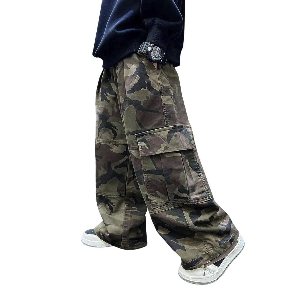 Pantalones cargo de camuflaje para niños, informales, pierna recta, corte holgado, pantalones de trabajo para adolescentes, niños, jóvenes, aventura al aire libre