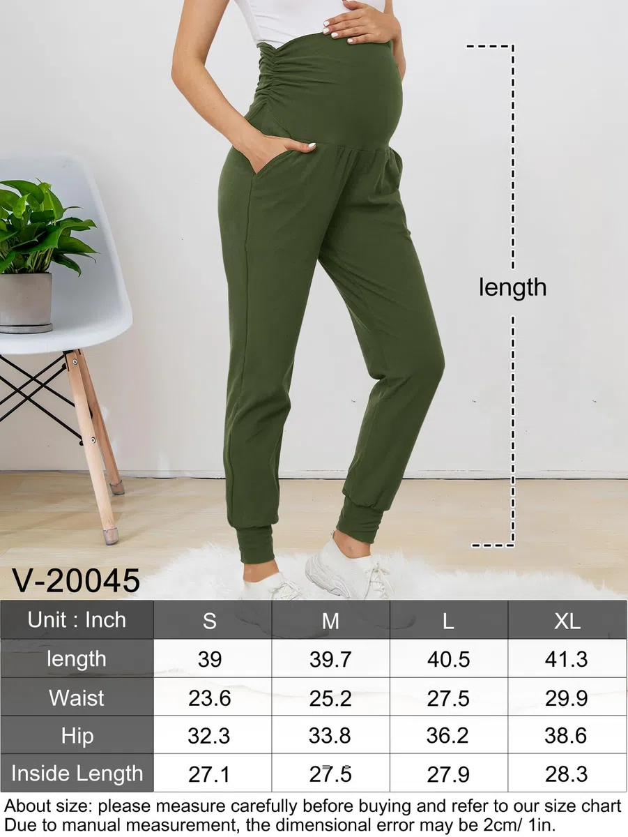 PARNIXS Pantalones Deportivos de Maternidad para Mujer, elásticos, para Entrenamiento, Deportes, Descanso, Embarazo, Pantalones de Yoga con Bolsillos