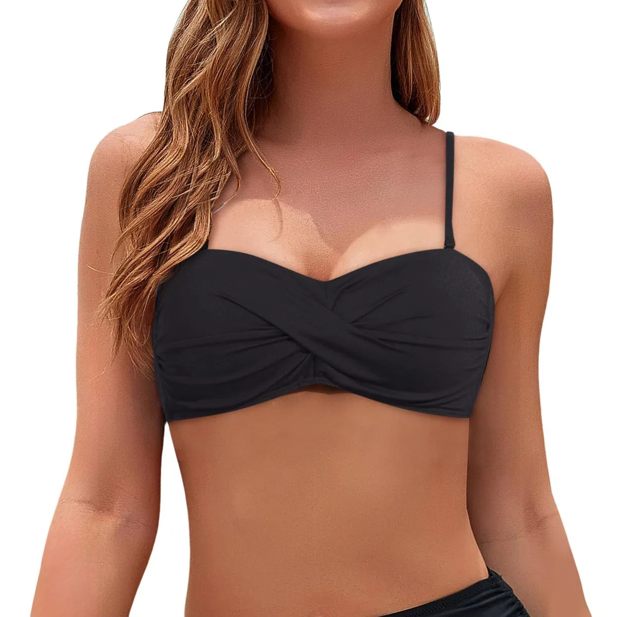 Top de Bikini Bandeau para Mujer Bikinis Mujer Push Up con Tirantes Desmontables sin Tirantes Parte Superior del Traje de baño (Solo Top)