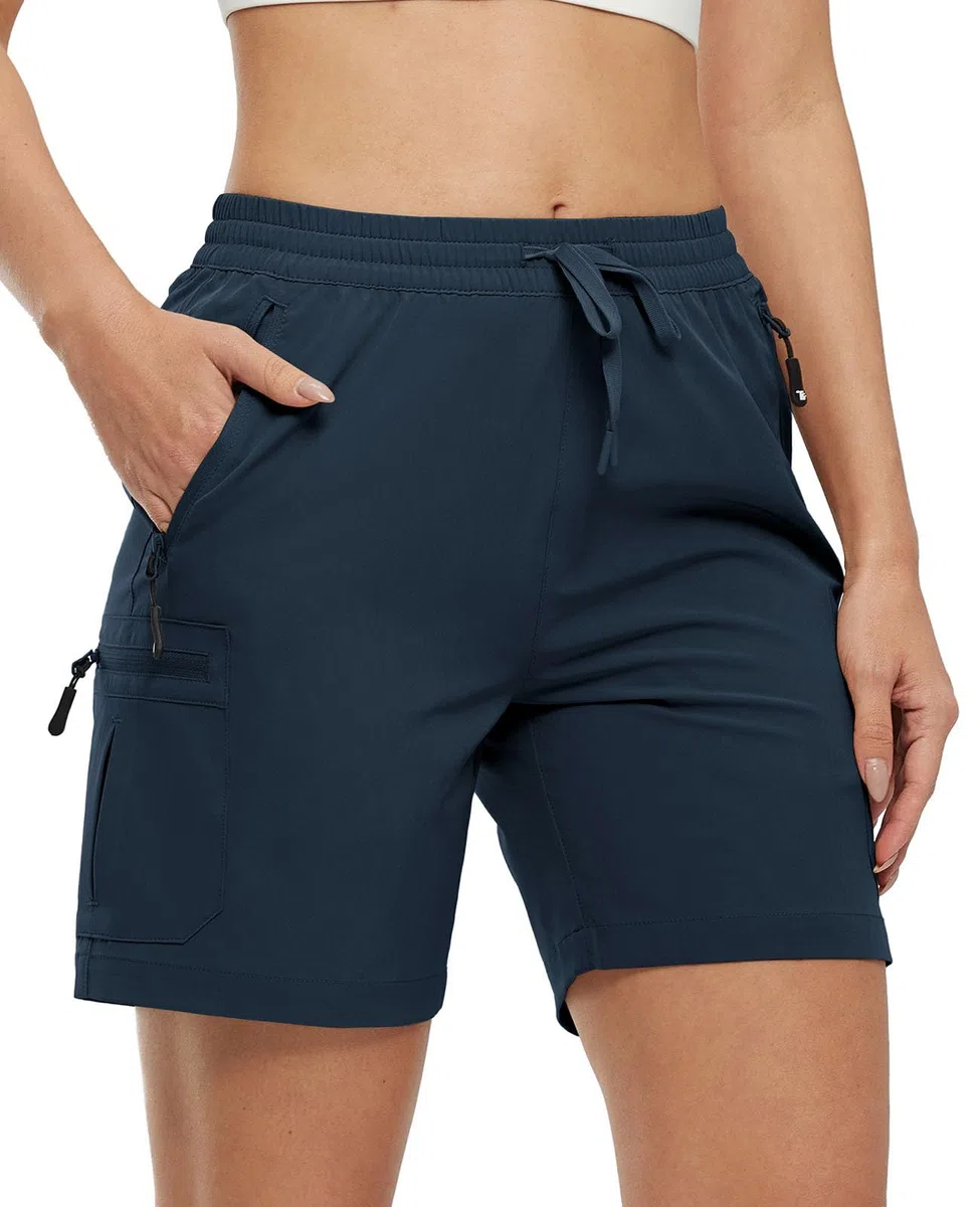 YSENTO Pantalones cortos de senderismo para mujer, pantalones cargo ligeros, pantalones de trabajo, de secado rápido, transpirables, para exteriores