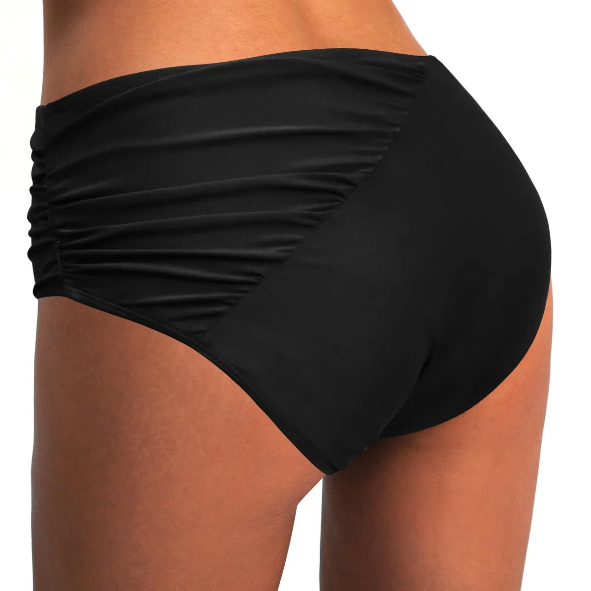 Rayson Braguitas de Bikinis Mujer Cintura Alta Ruched Rayas Parte de Abajo Bikini Vientre Plano Trajes de Baño Mujer