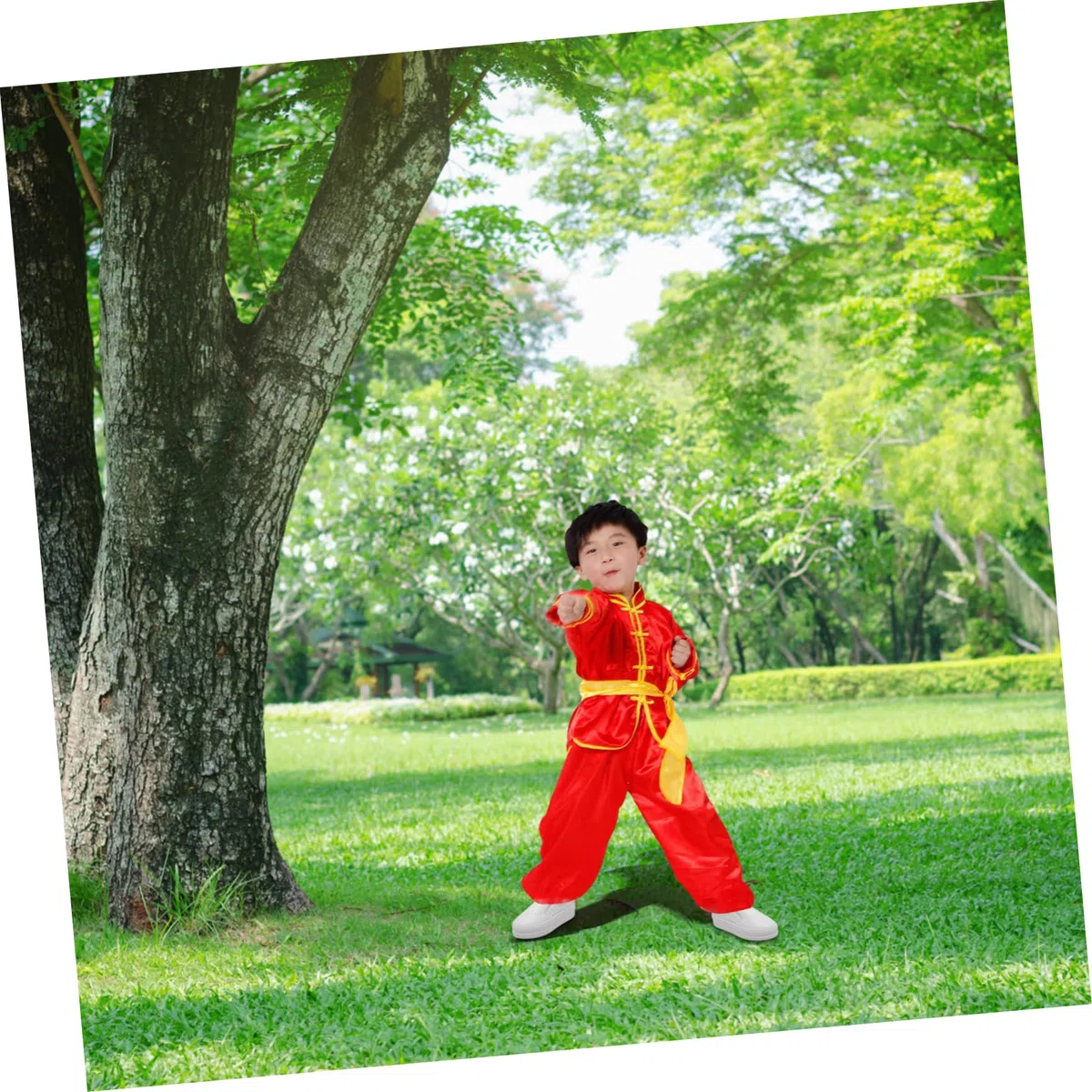 KOMBIUDA Uniforme de Tai Chi de Manga Larga Rojo para Niños de 140 Cm Traje de Actuación de Danza Y Artes Marciales Ropa Tradicional China de Calidad Atuendo de Kung Fu