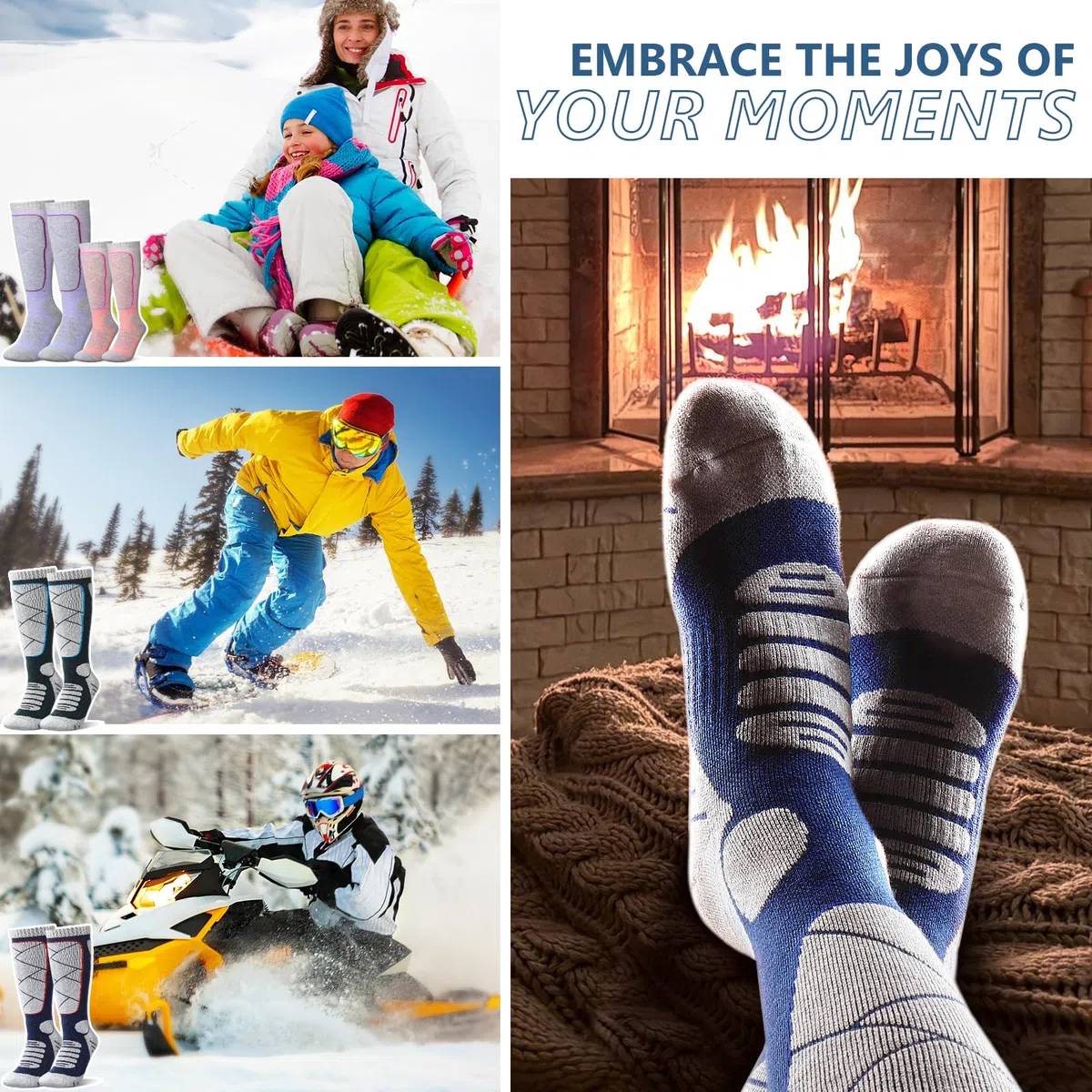Calcetines de lana merino para esquí, para niños y adultos. Ideales para el frío, el esquí, la nieve, el snowboard, el invierno, calcetines calientes sobre la rodilla y actividades invernales.