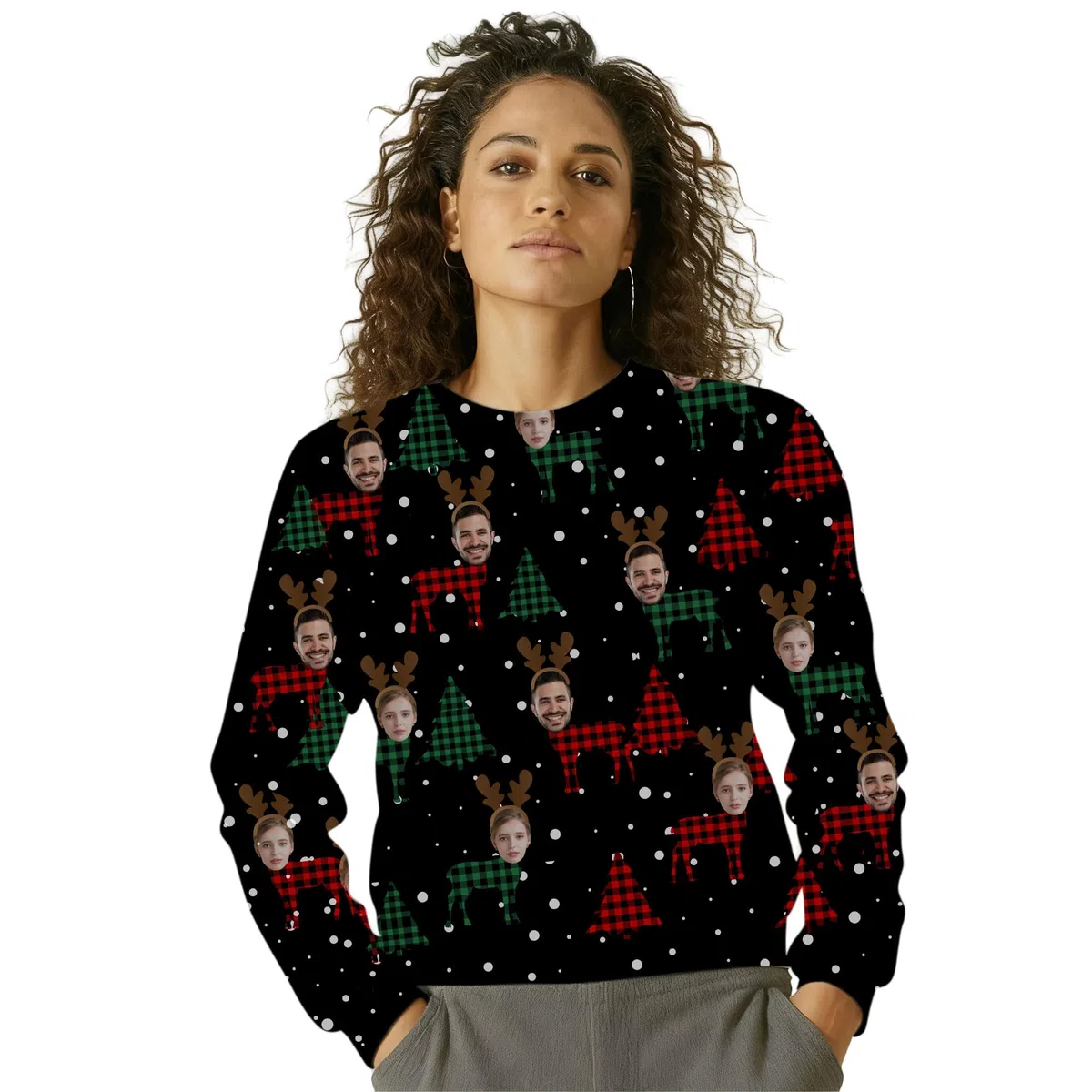 WERWAES Suéter Navideño Personalizado – Sudadera Graciosa con Foto para Hombre y Mujer, Regalo Unisex para Fiesta, Tallas S a 6XL