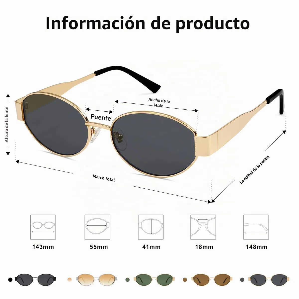 SOJOS Gafas de Sol Retro Mujer Hombre Metal Ovaladas de Moda Gafas de Sol Clásicas con Protección UV400 SJ1217