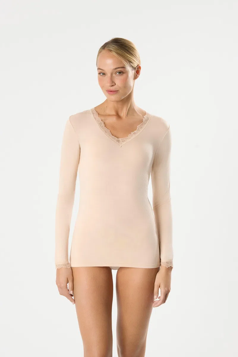 YSABEL MORA Camiseta Interior Manga Larga Bambú para Máxima Comodidad y Flexibilidad, Ideal para Piel Sensible, Tejido Suave y Transpirable, Ajuste Uso Diario, Alta Durabilidad.