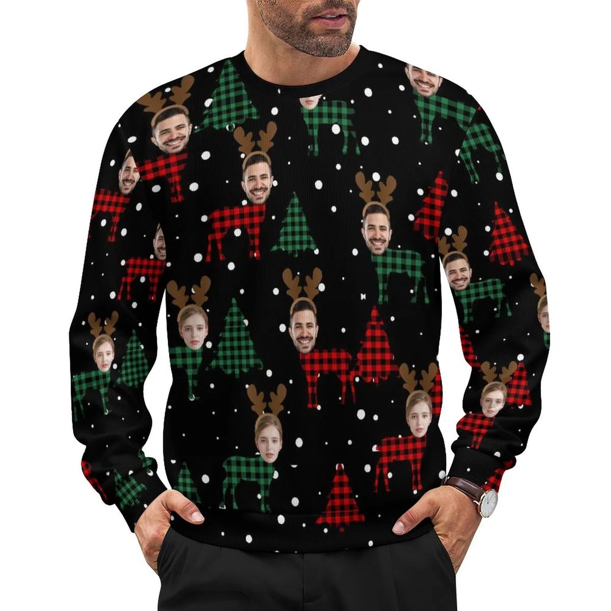 WERWAES Suéter Navideño Personalizado – Sudadera Graciosa con Foto para Hombre y Mujer, Regalo Unisex para Fiesta, Tallas S a 6XL