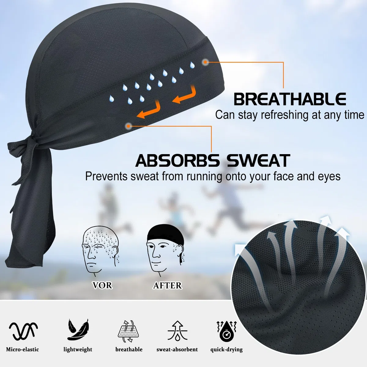 GXCROR Gorro bandana para bicicleta, transpirable, absorbe el sudor