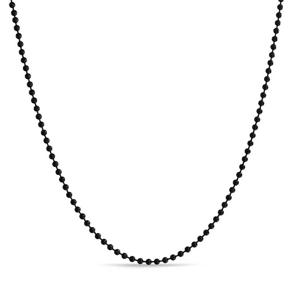 Bling Jewelry Collar de perlas de acero inoxidable 3mm chapado en negro para hombres adolescentes 18 mujeres 20 22 24 30 pulgadas