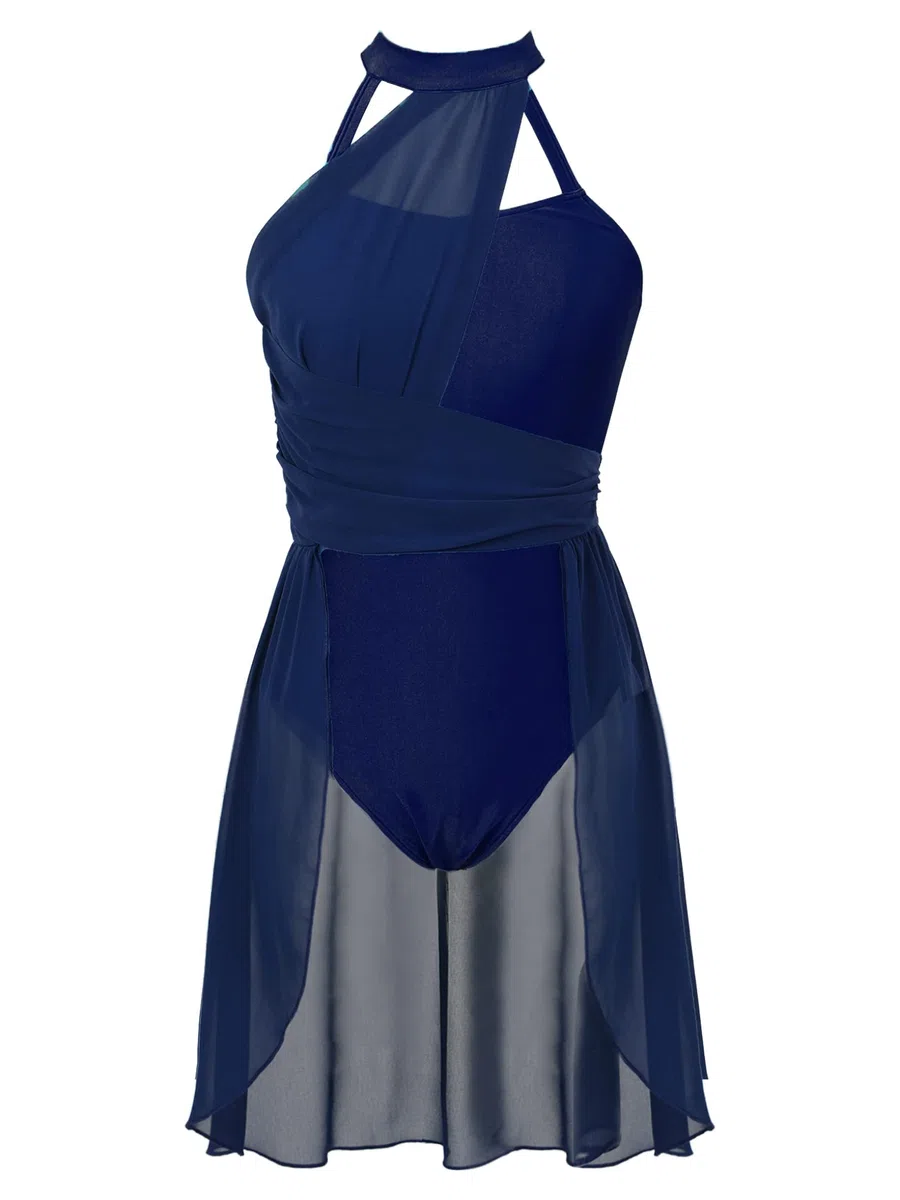 Vestido de ballet mujer sin mangas falda asimétrica gasa leotardo