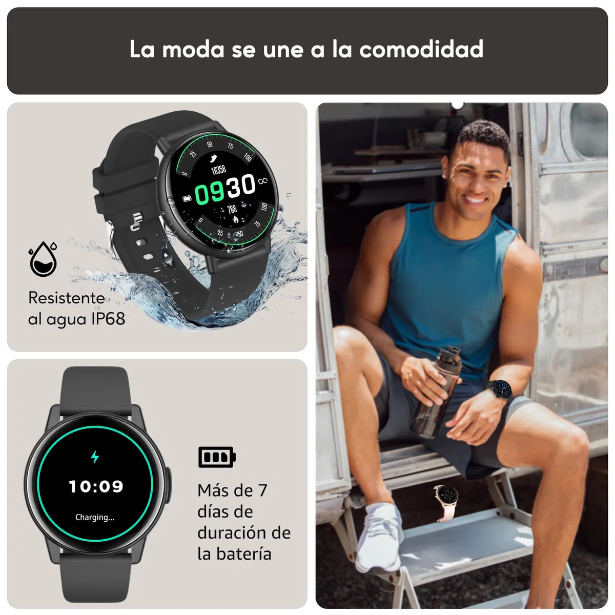Reloj Inteligente Mujer Hombre, 1.38'' Smartwatch con Llamadas Bluetooth, 120+ Modo Deportivos Pulsera Actividad con Pulsómetro/Monitor de Sueño, Impermeable IP68 Smart Watch para Android/iOS