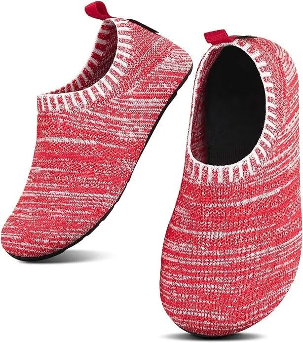 SAGUARO Niños Zapatillas de Estar por Casa Niña Pantuflas Bebé Slipper Niño Zapatos de Interior Infantiles Antideslizantes Ligeras Tejido Volante Rojo 18/19 EU