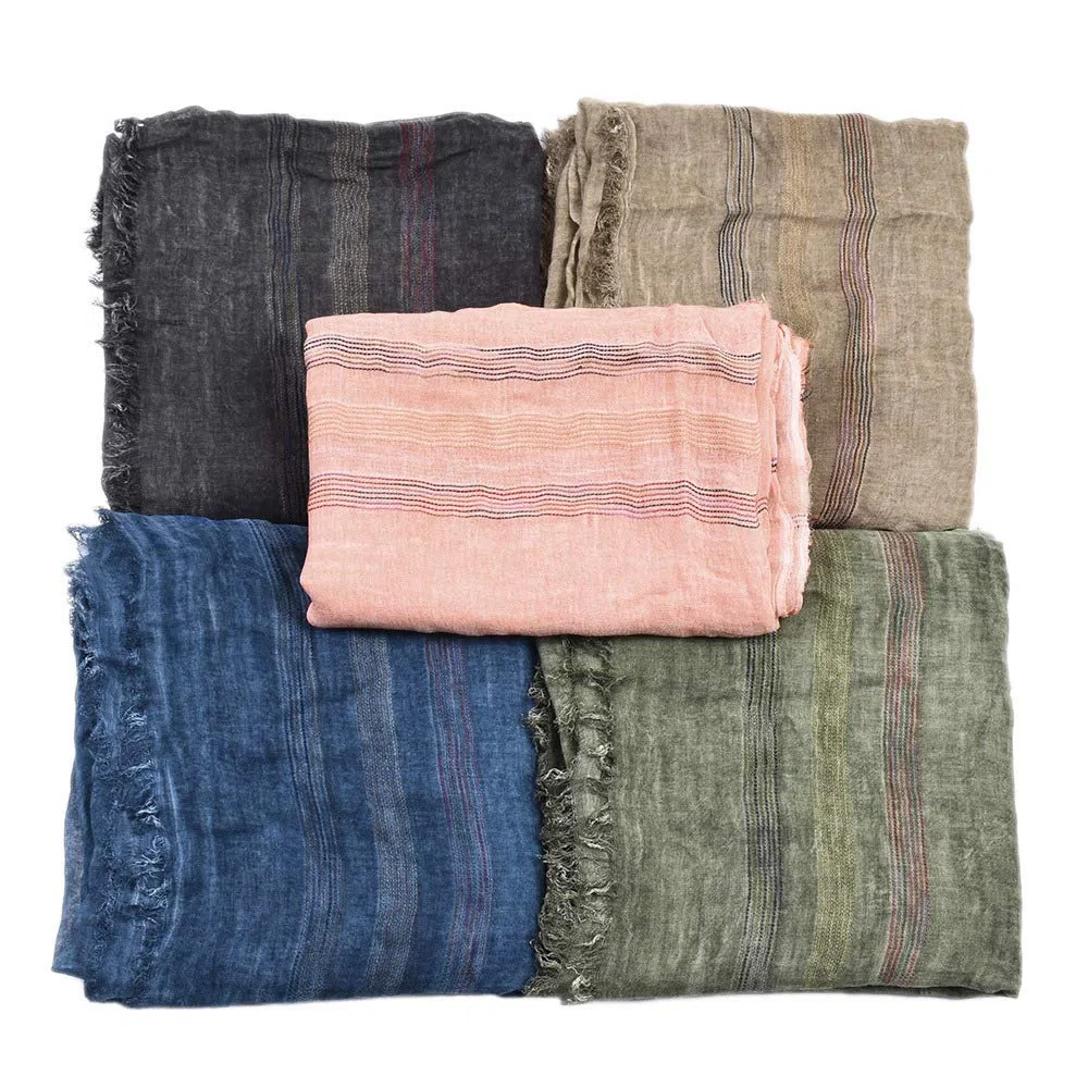 Bufanda Hombres Otoño e Invierno Cálida Bufanda Clásico Largo Algodón y Lino Suaves Braga Cuello Moda Pañuelo de Cuello de Rayas