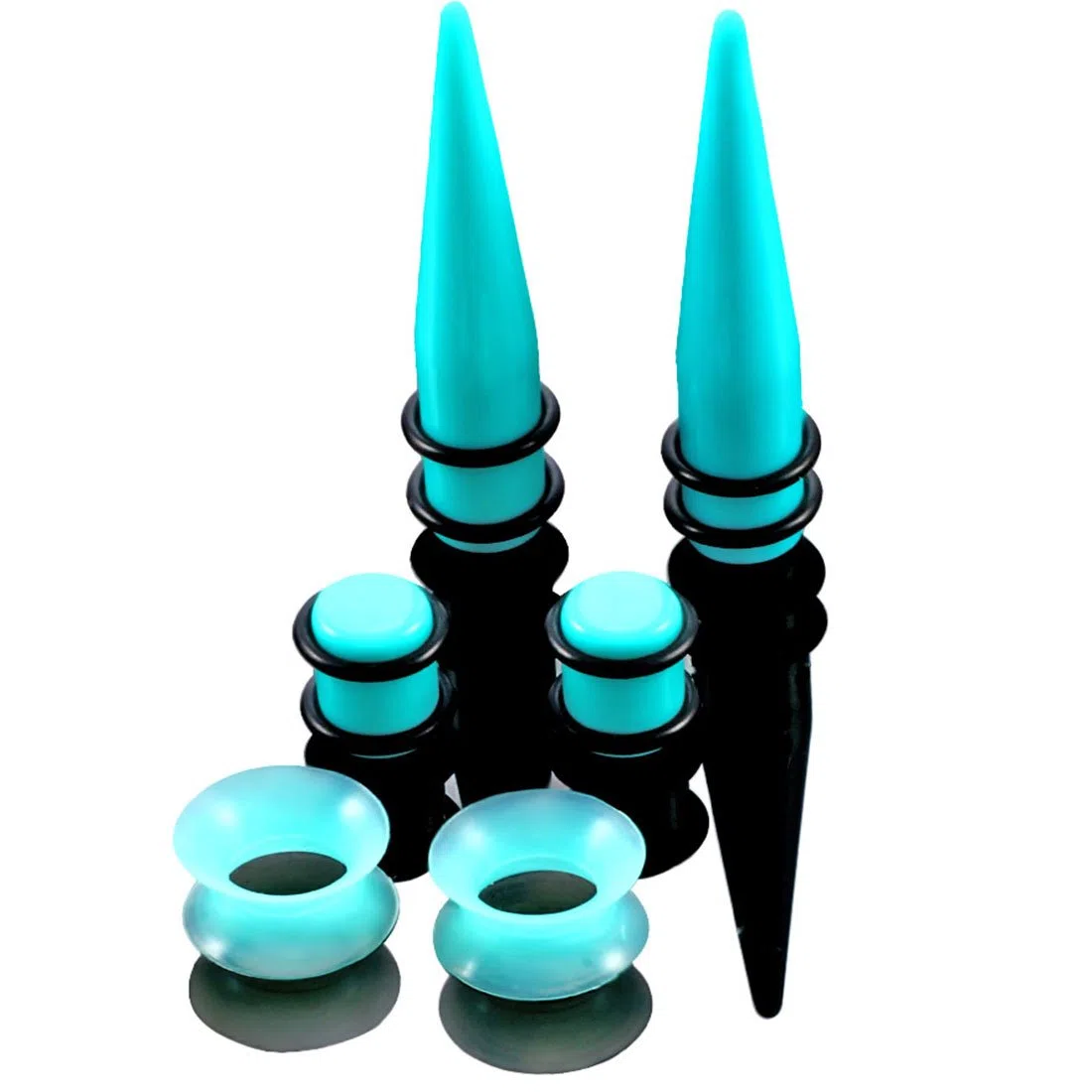 BOOM 50 Piezas Ear Gauges Stretching Kit Túneles de Silicona 14G-00G + Tapones y Tapones de Acrílico Juego de Expansores de Orejas Joyas de Perforación Corporal