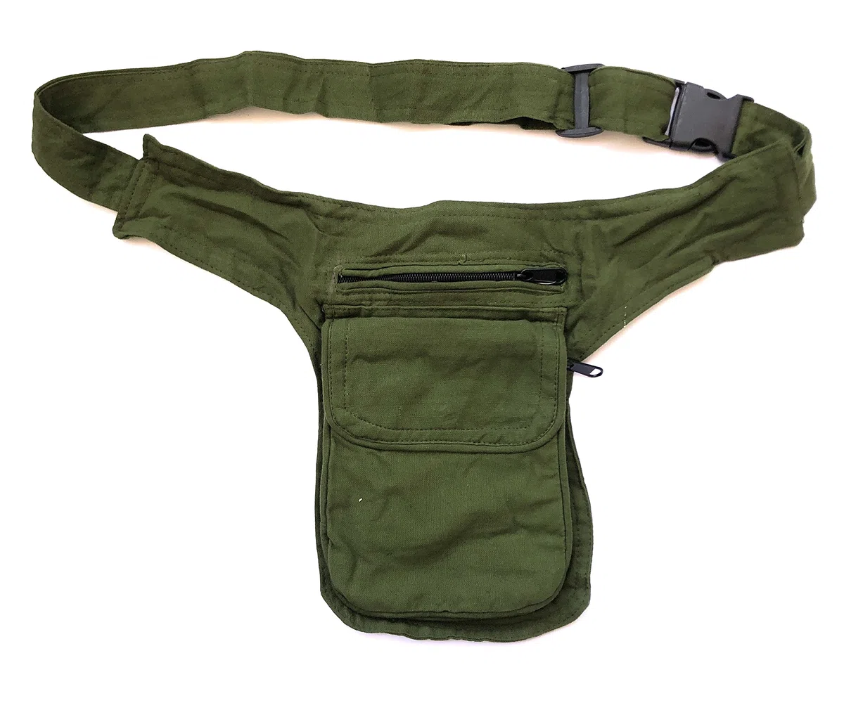 Riñonera Tela Lateral Hippie (Verde Liso)