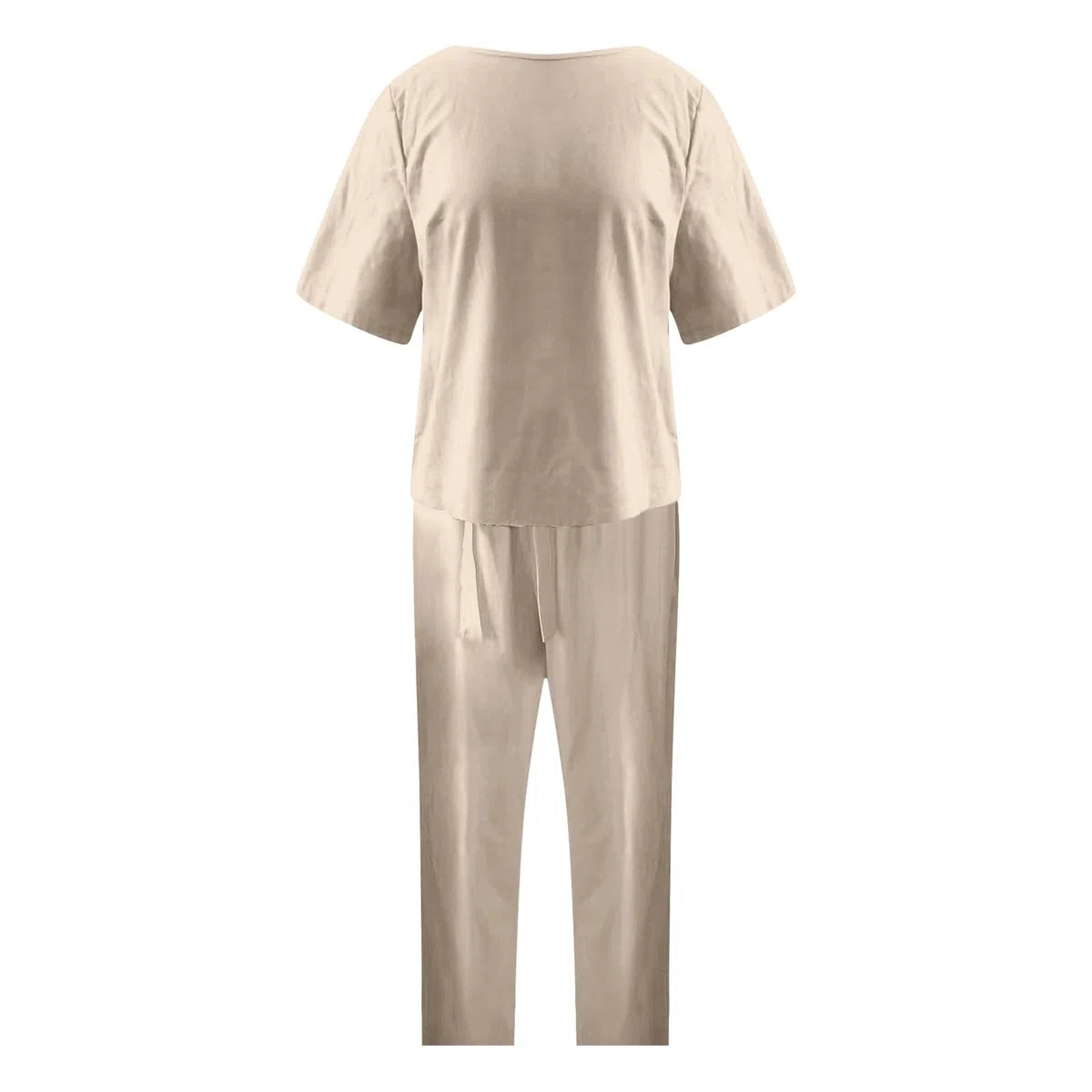 Conjunto Mujer Dos Piezas Casual Verano Elegante Lino Y Algodón Conjunto Deportivo Top Manga Corta Y Pantalones Cintura Alta Chandal Completo Loungewear Holgado Casa Trabajo Vacaciones Playa