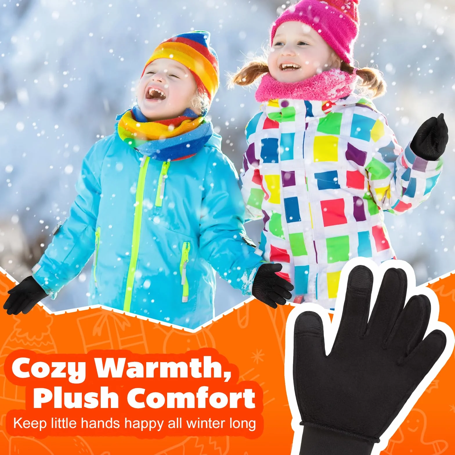 OOPOR Guantes de Deporte de Invierno para niños – Pantalla táctil Antideslizante térmica Guantes cálidos para niños y niñas, Ciclismo, equitación y fútbol de 4 a 12 años