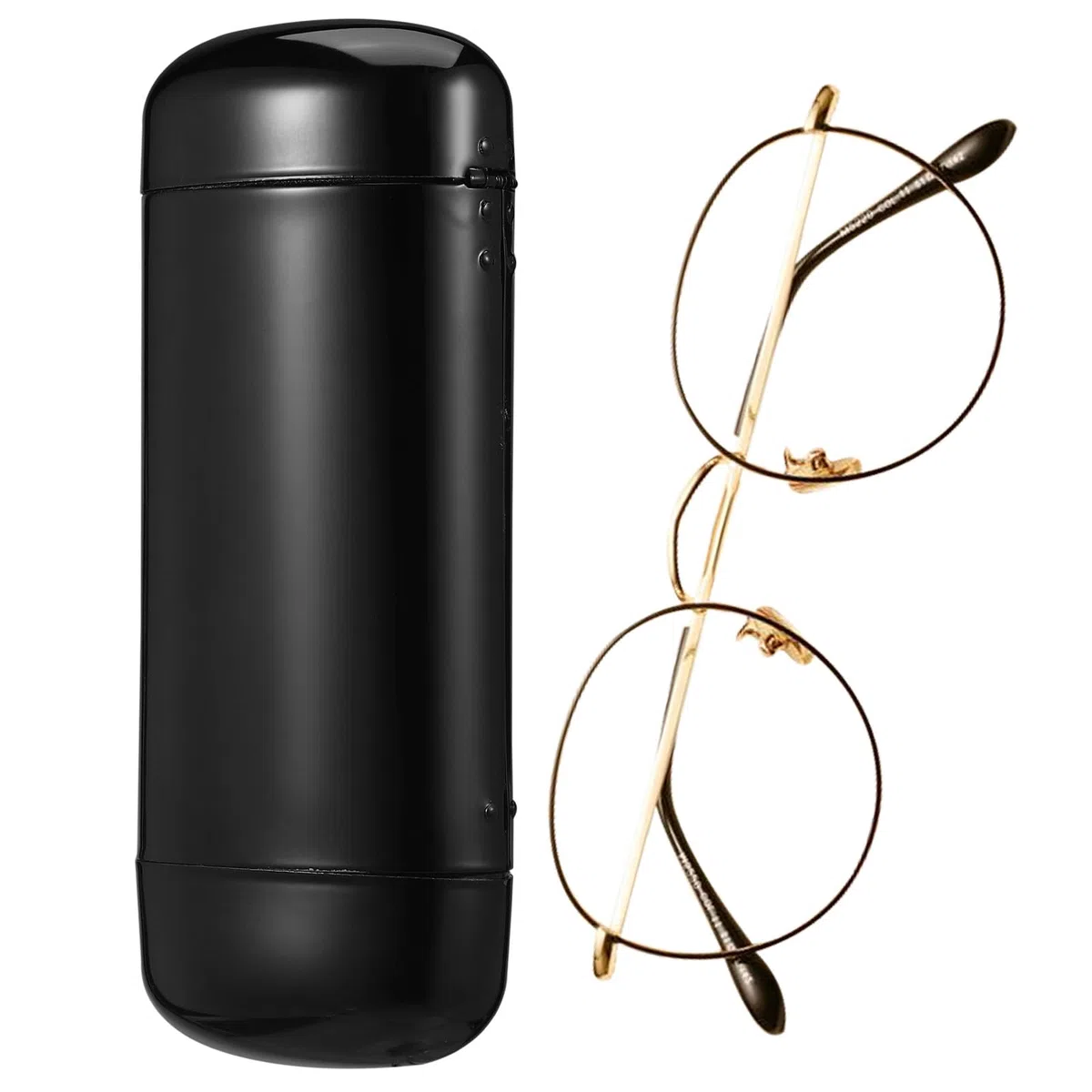 Estuche Rígido para Gafas de Sol, Metálico, Tamaño Compacto 155x61x36 Mm, Color Negro Elegante, Diseño Delgado para Hombre y Mujer, Protector Portátil Adecuado para Viajes y Uso