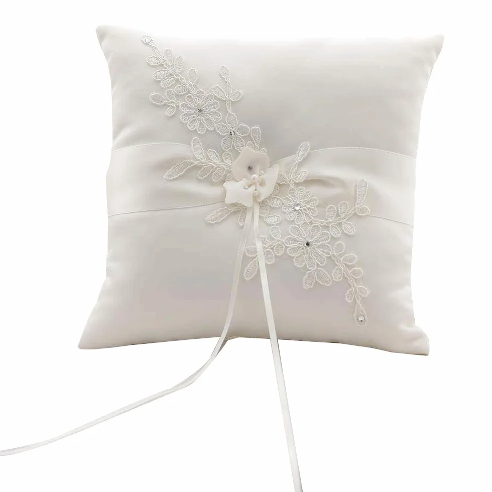 Awtlife - Cojín de boda, diseño de flores, color marfil, para playa o boda de 21 cm