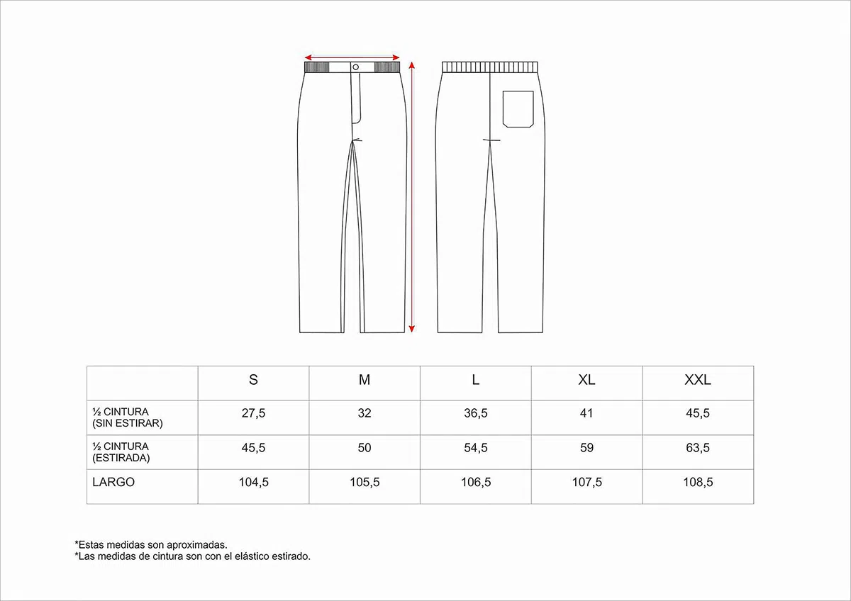 Workteam Pantalón Sanitario, cintura elástica, bragueta de cremallera. Unisex