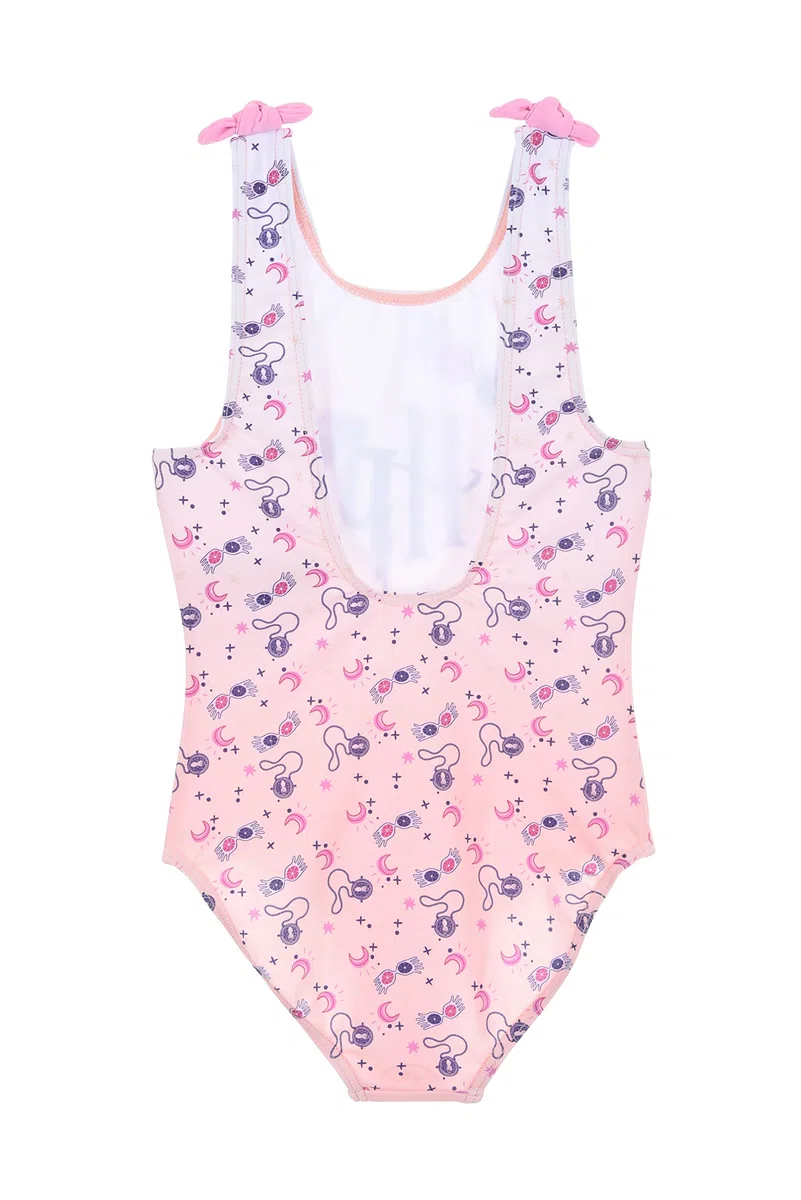 Harry Potter Bañador para Niña, Bañador de Una Pieza, Diseño Hermione Granger y Luna Lovegood, Bañador de Natación, Regalo para Niñas, Talla 5 Años | Rosa