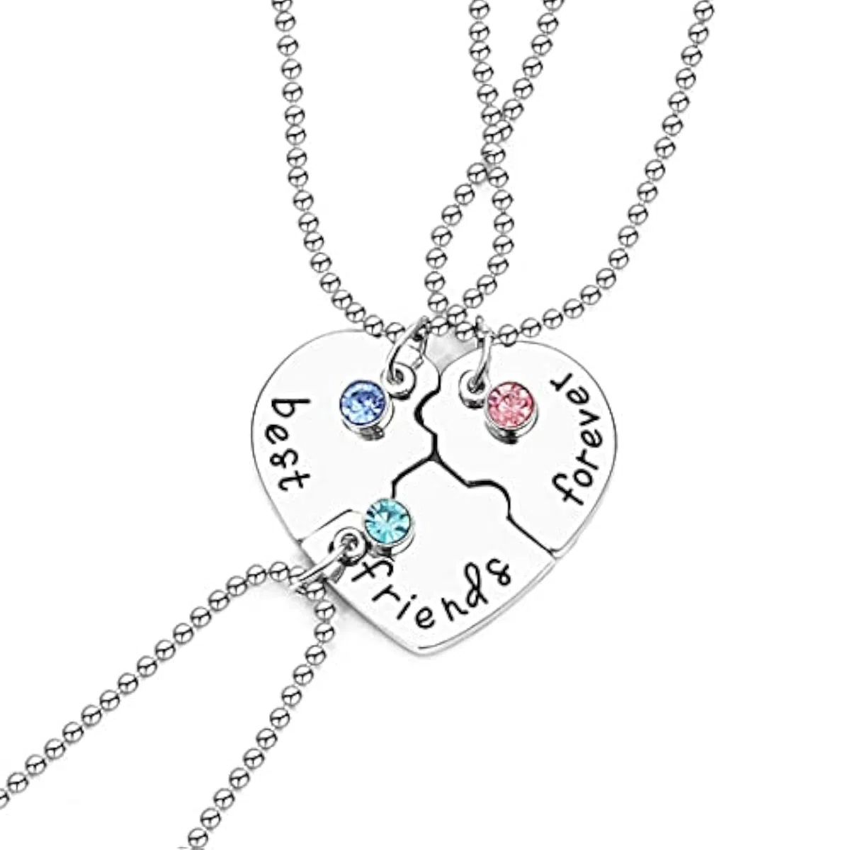 Paquete de 3 collares BFF, collar de amistad para siempre, mejores amigos para niñas, regalos de cumpleaños, collar con colgante, regalos