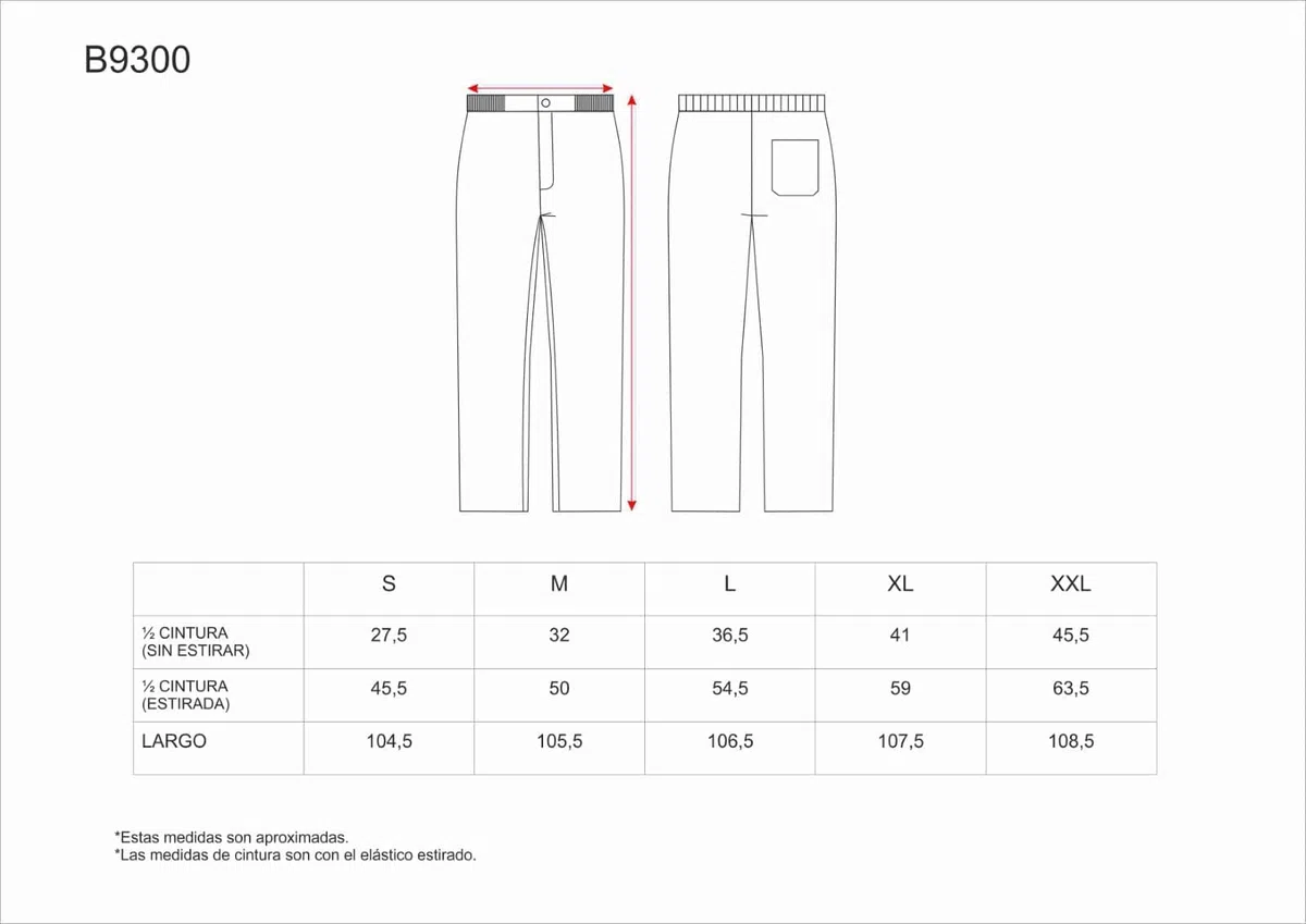 Work Team Pantalón Sanitario con Cintura Elástica, bragueta de Cremallera, sin Bolsillos. Hombre Naranja S