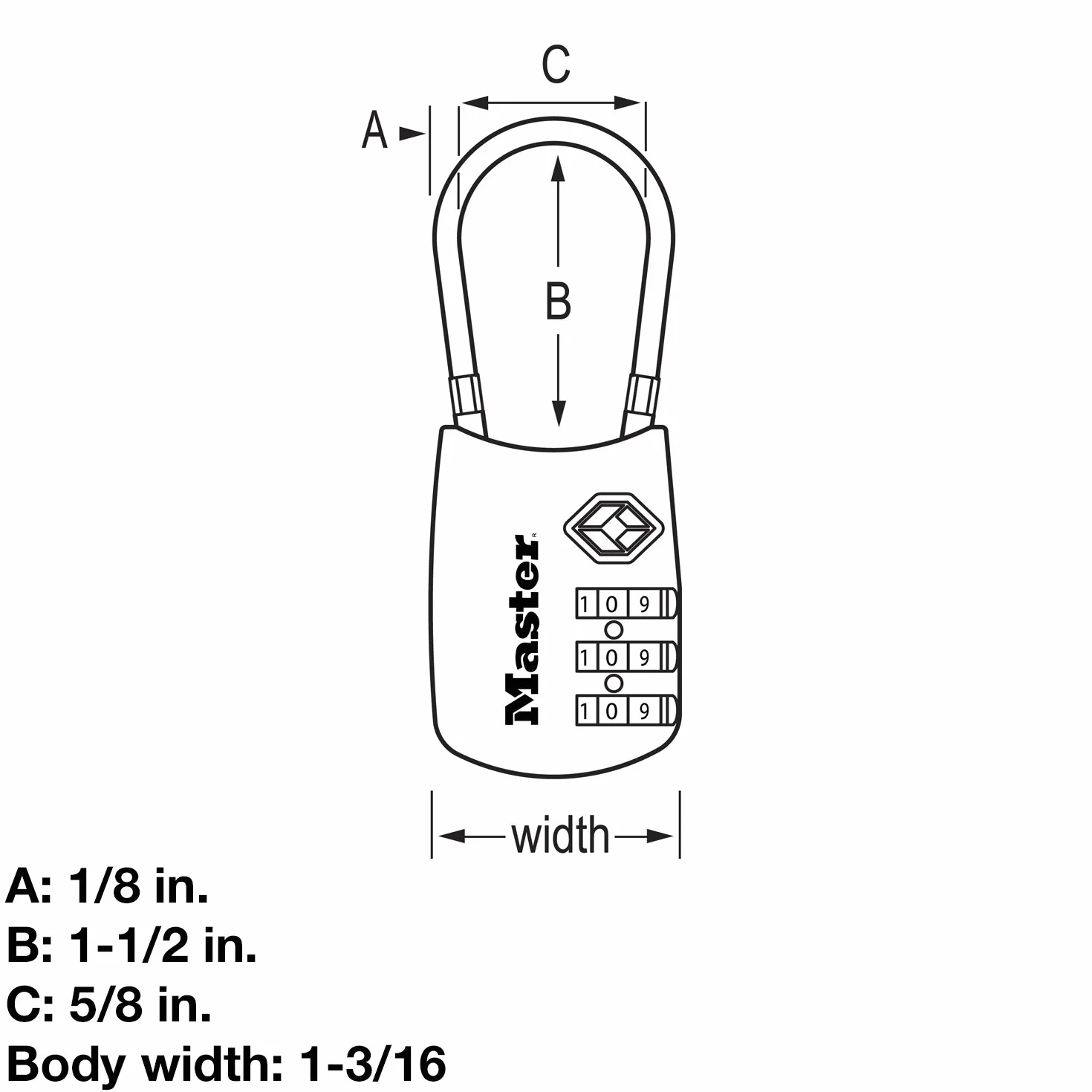 Master Lock 4688DRED Candado para equipaje con cable aceptado TSA, rojo por Master Lock